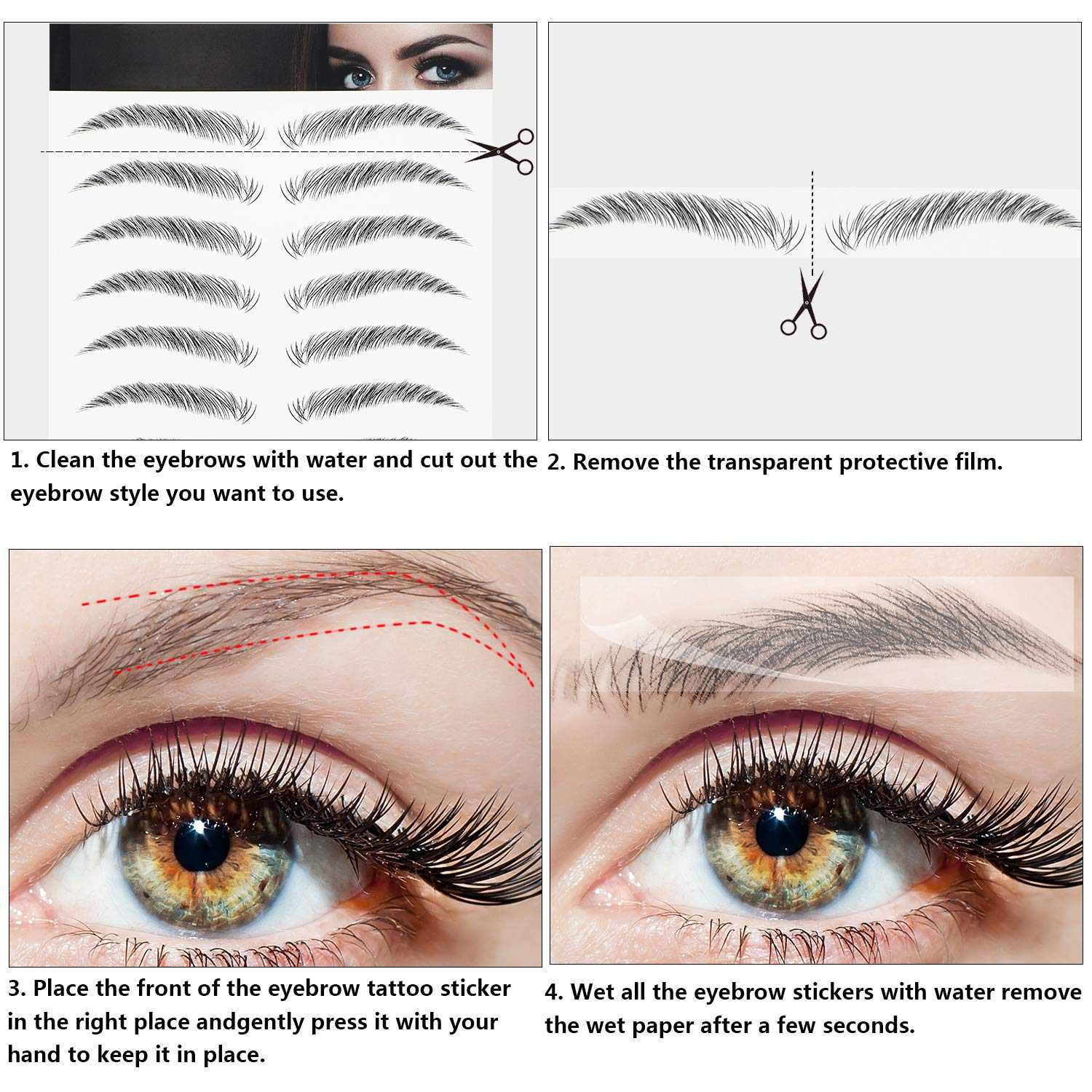 Blulu tatouages sourcils 4D transferts: imperméables et faciles à poser.