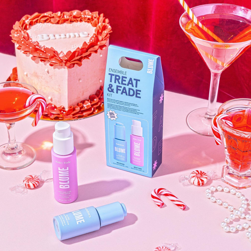 Blume Coffret Soin Visage Treat & Fade, emballage visible et duo à deux étapes.
