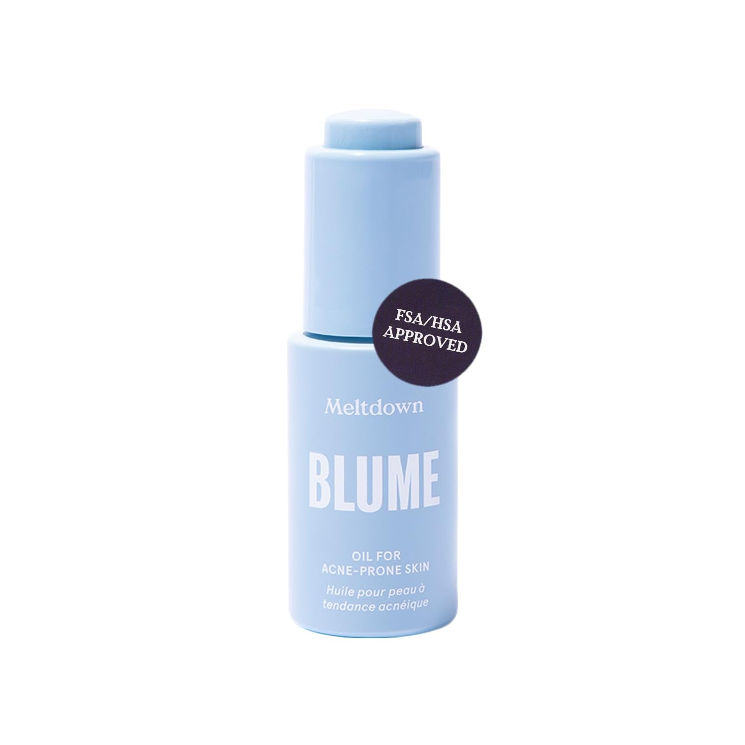 Blume Meltdown – bouteille d'huile visage, hydratation légère sans obstruer les pores.