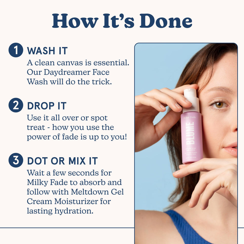 Blume Milky Fade: application matin pour teint lumineux et frais.