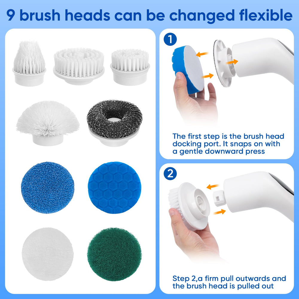 BlumWay ensemble 9en1: tête-brosse-plate-petit pour zones étroites, précision agréable.