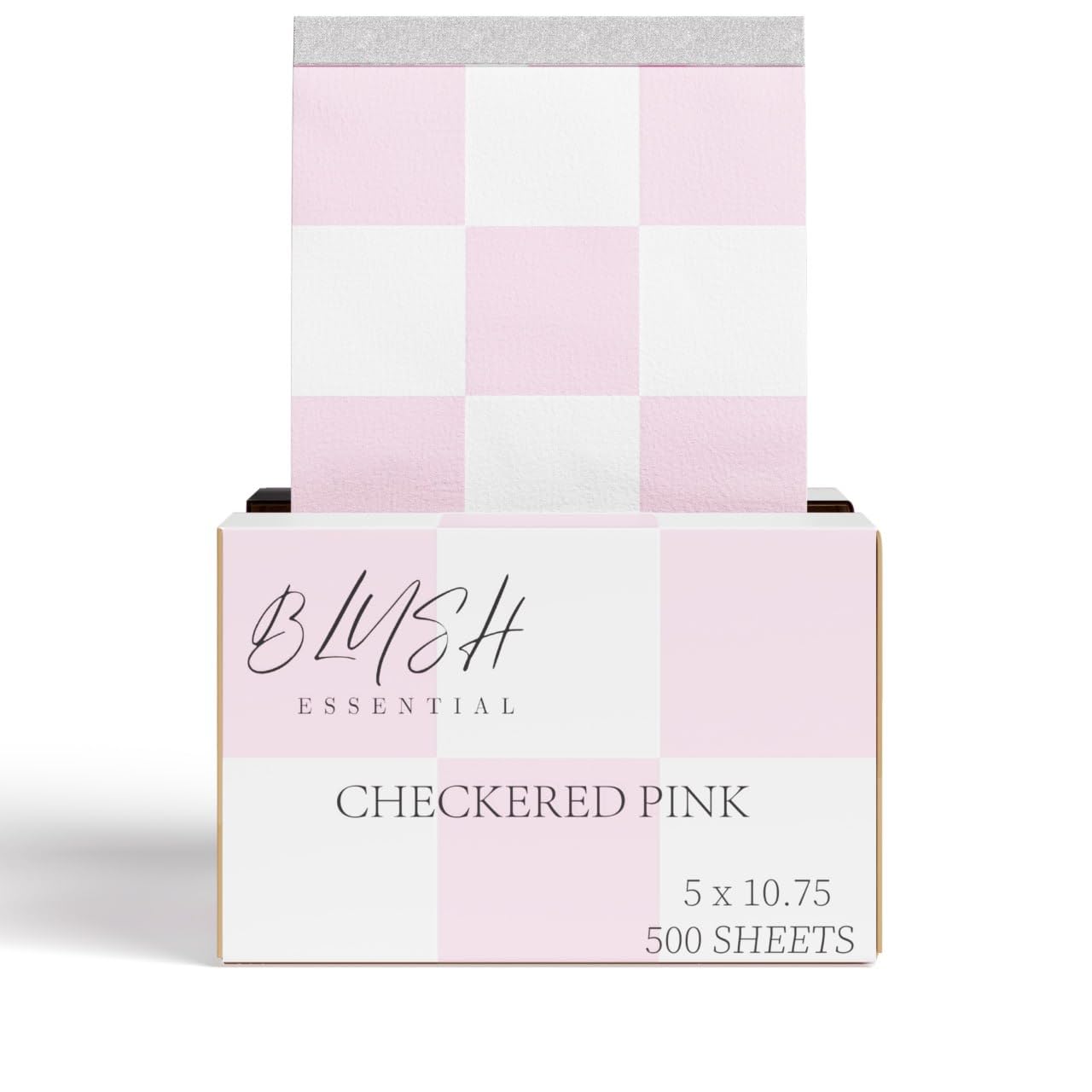 Blush Essentials – feuilles d'aluminium rose à carreaux pour balayages précis.