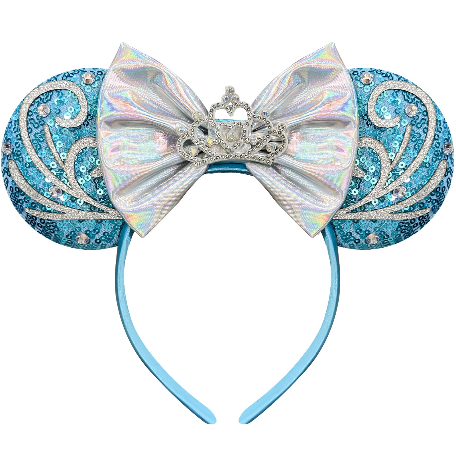 Bmobuo bandeau d'oreilles souris princesse bleu pailleté pour cosplay ou parc