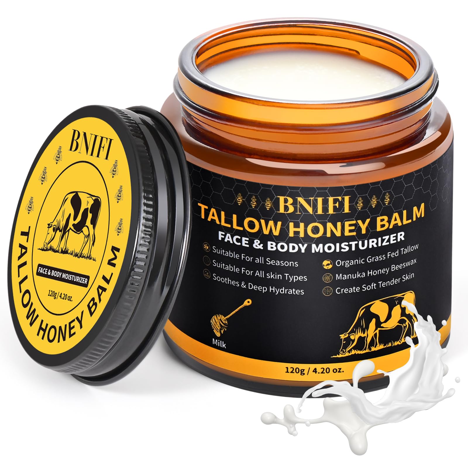 BNIFI graisse-boeuf-miel visage: hydratation durable et douceur naturelle.