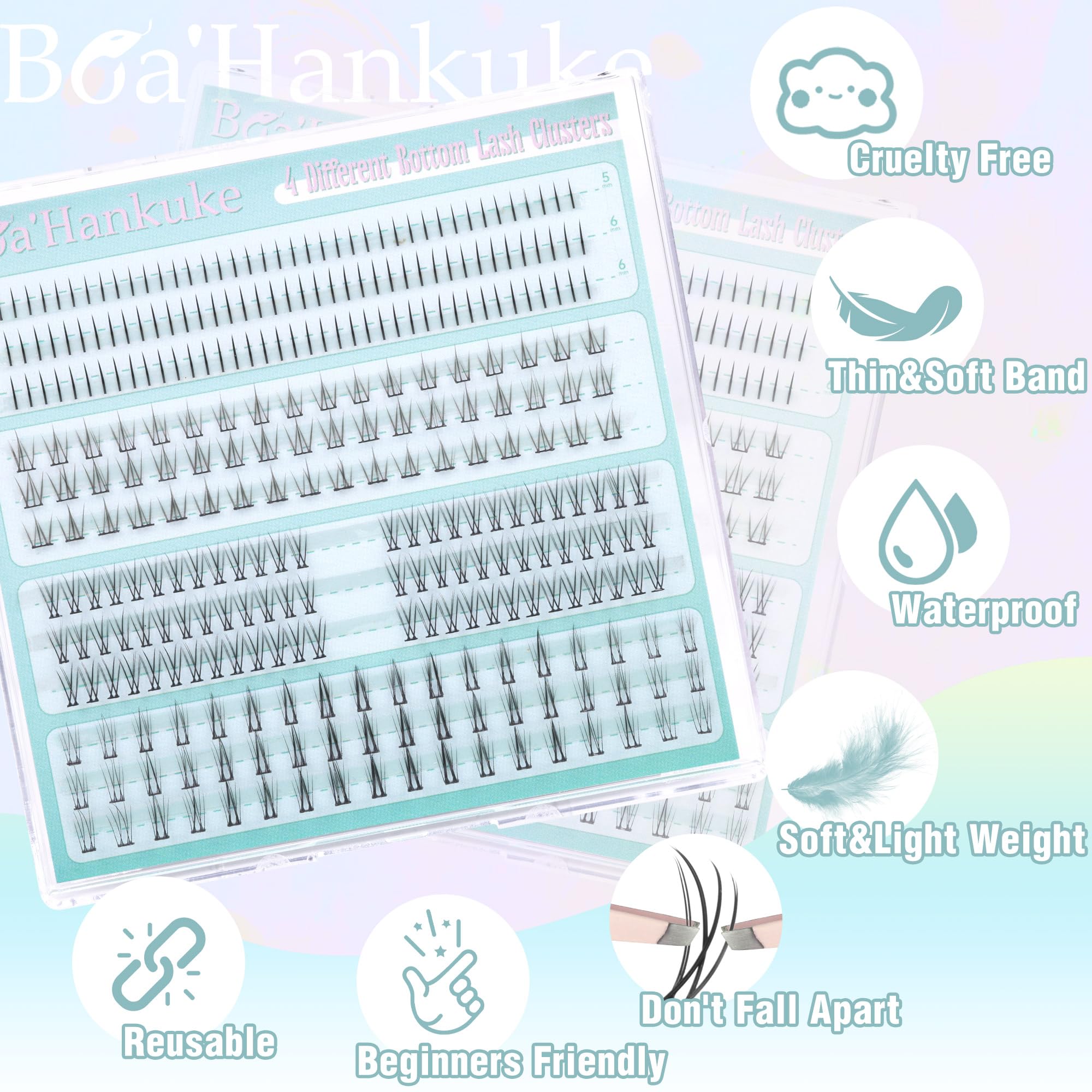 Boahankuke cils bas quatre styles, choix personnalisé pour un regard plus ouvert.