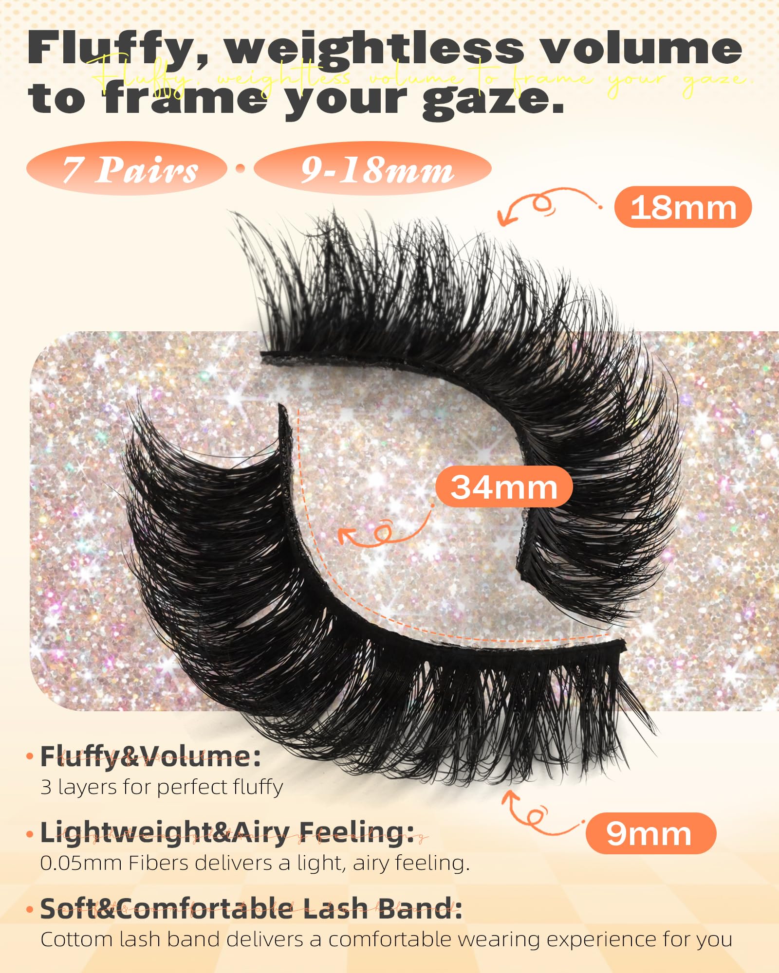 Boahankuke cils mink 18mm wispy multicouches pour volume naturel