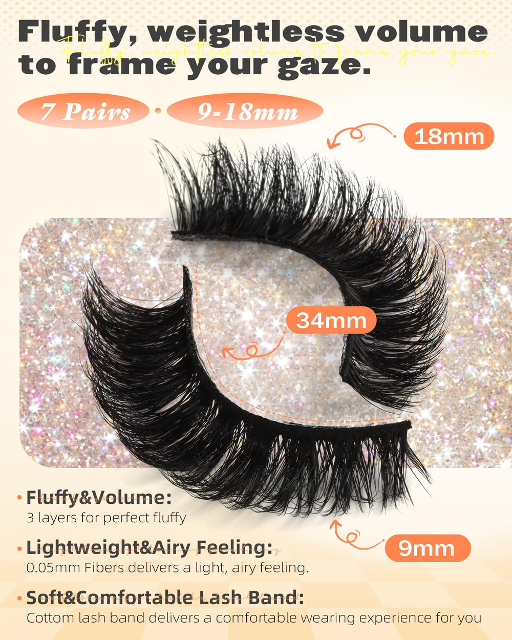 Boahankuke cils mink 18mm wispy multicouches pour volume naturel