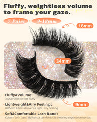 Boahankuke cils mink 18mm wispy multicouches pour volume naturel