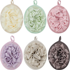 Boao lot de 6 poufs douche maille avec fleur pour exfolier en douceur