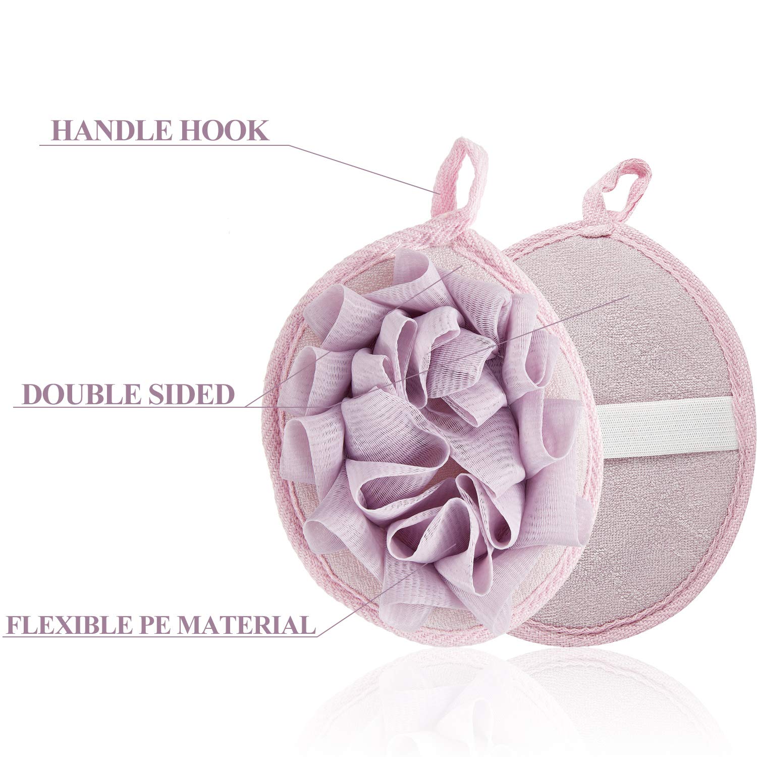 Boao pouf douche violet, texture agréable et massage léger
