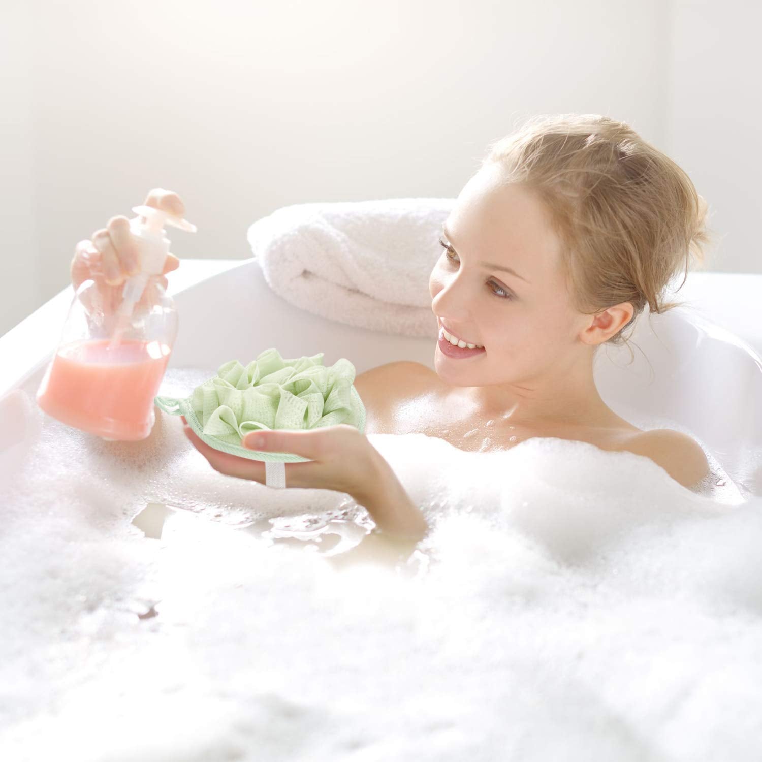 Boao pouf douche avec fleur vert, couleur et confort à chaque douche