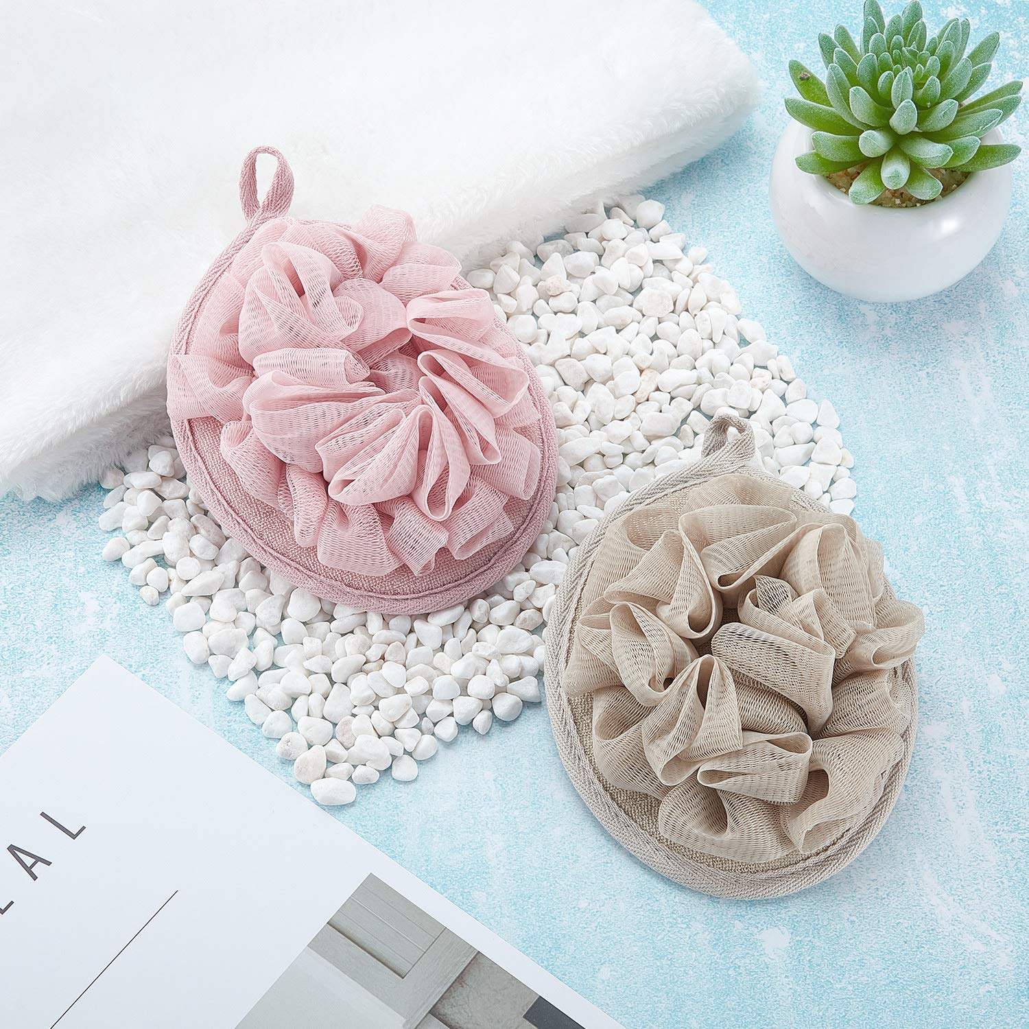Boao pouf douche exfoliant fleur rose idéal pour faire mousser le gel