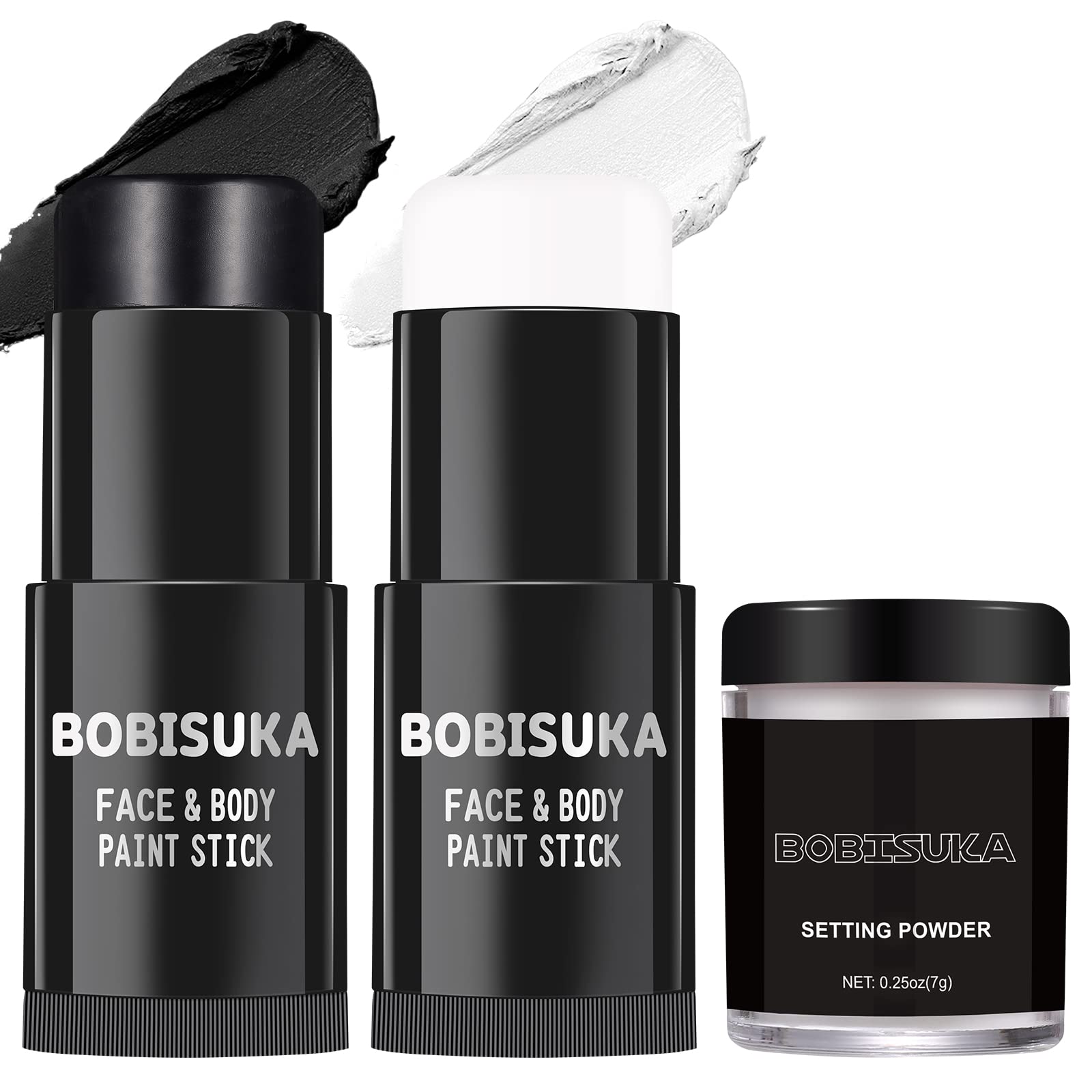 BOBISUKA baton maquillage visage noir et blanc, sans transfert pour des designs créatifs.