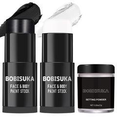 BOBISUKA baton maquillage visage noir et blanc, sans transfert pour des designs créatifs.