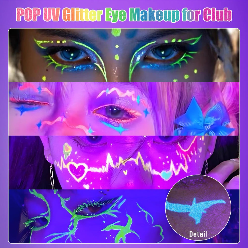 BOBISUKA crayon-yeux UV : brillance sous lumière noire pour soirées.