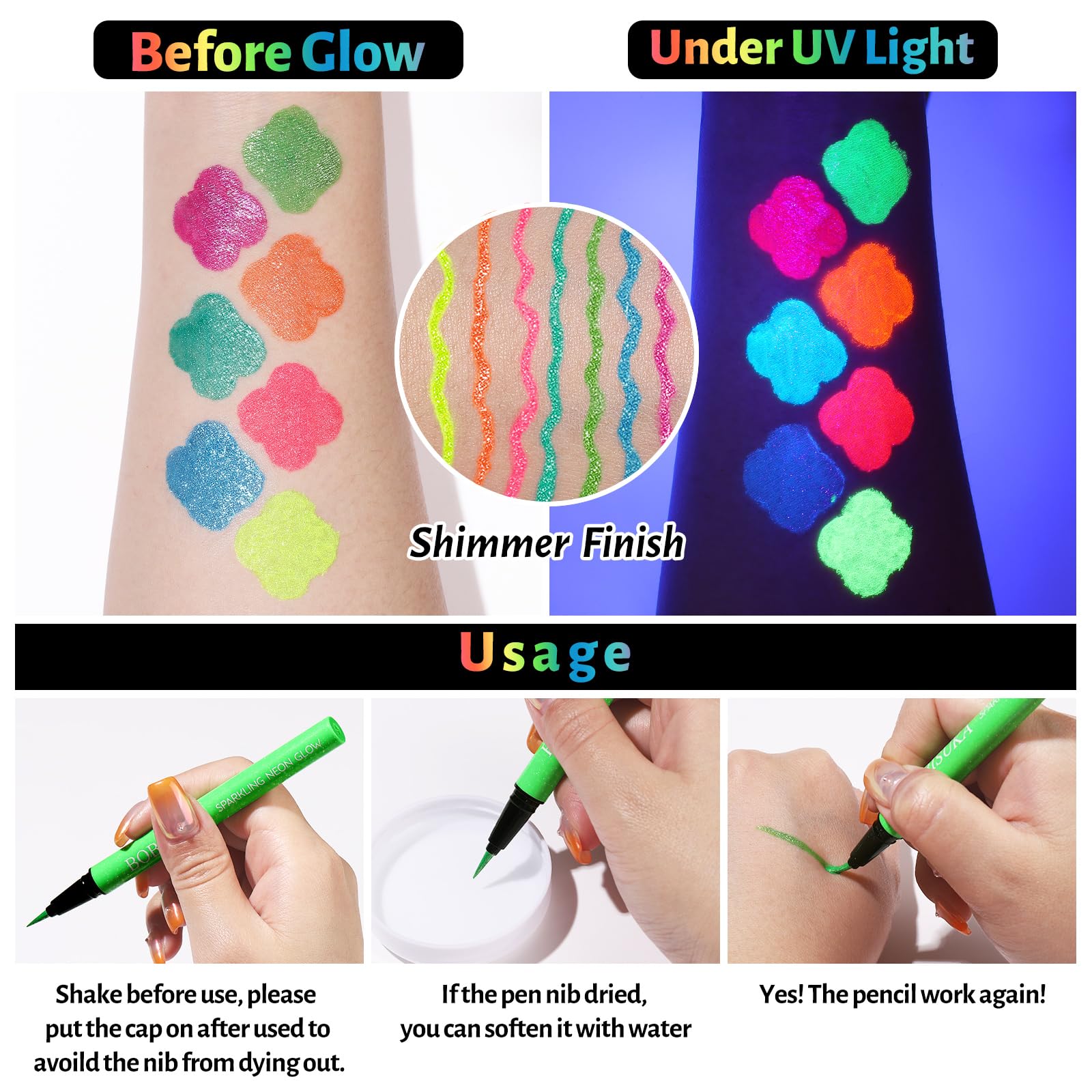 BOBISUKA Eyeliner UV Jaune: teinte lumineuse et tenue longue durée