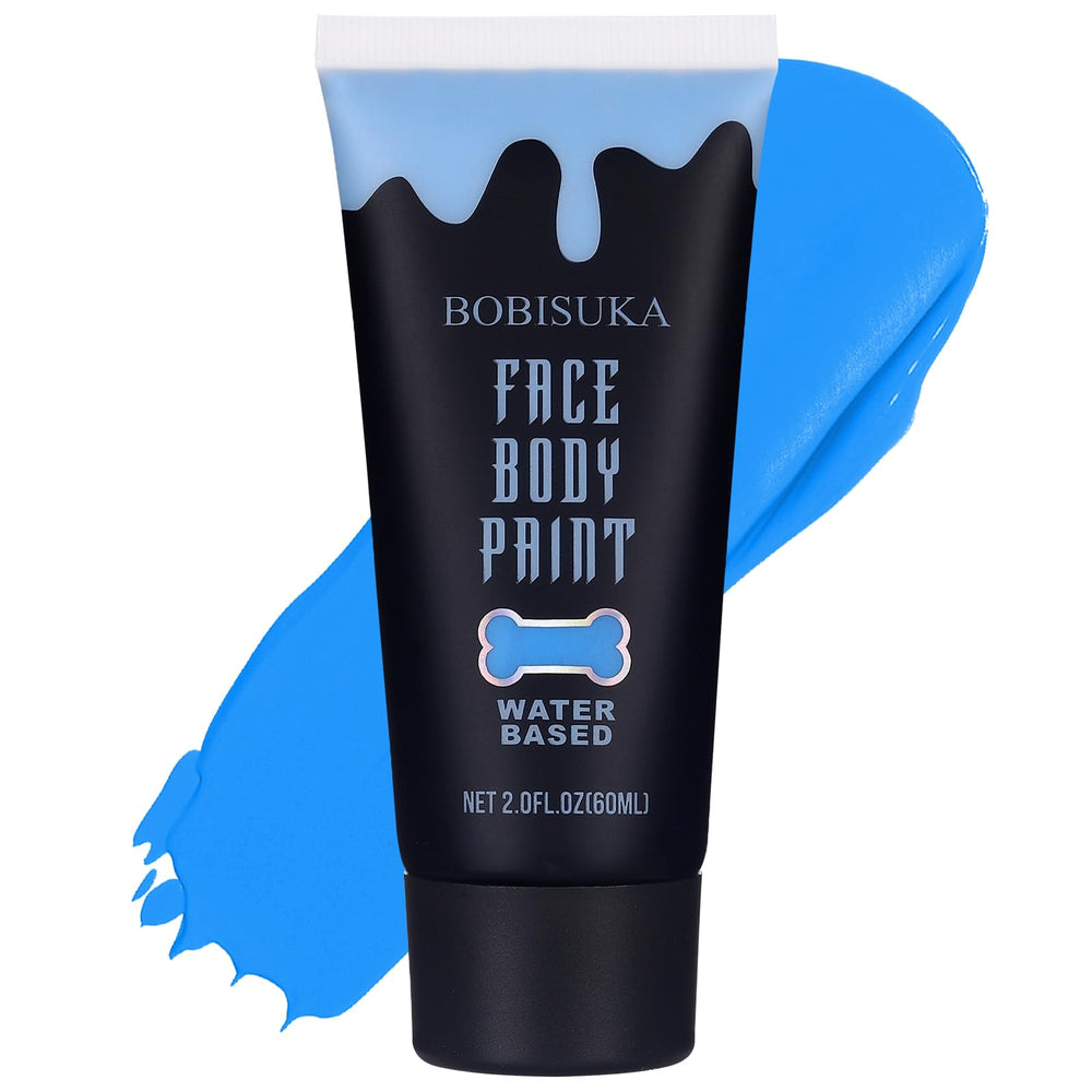 BOBISUKA peinture-visage bleu sur bouteille, pratique et sûr pour le maquillage.