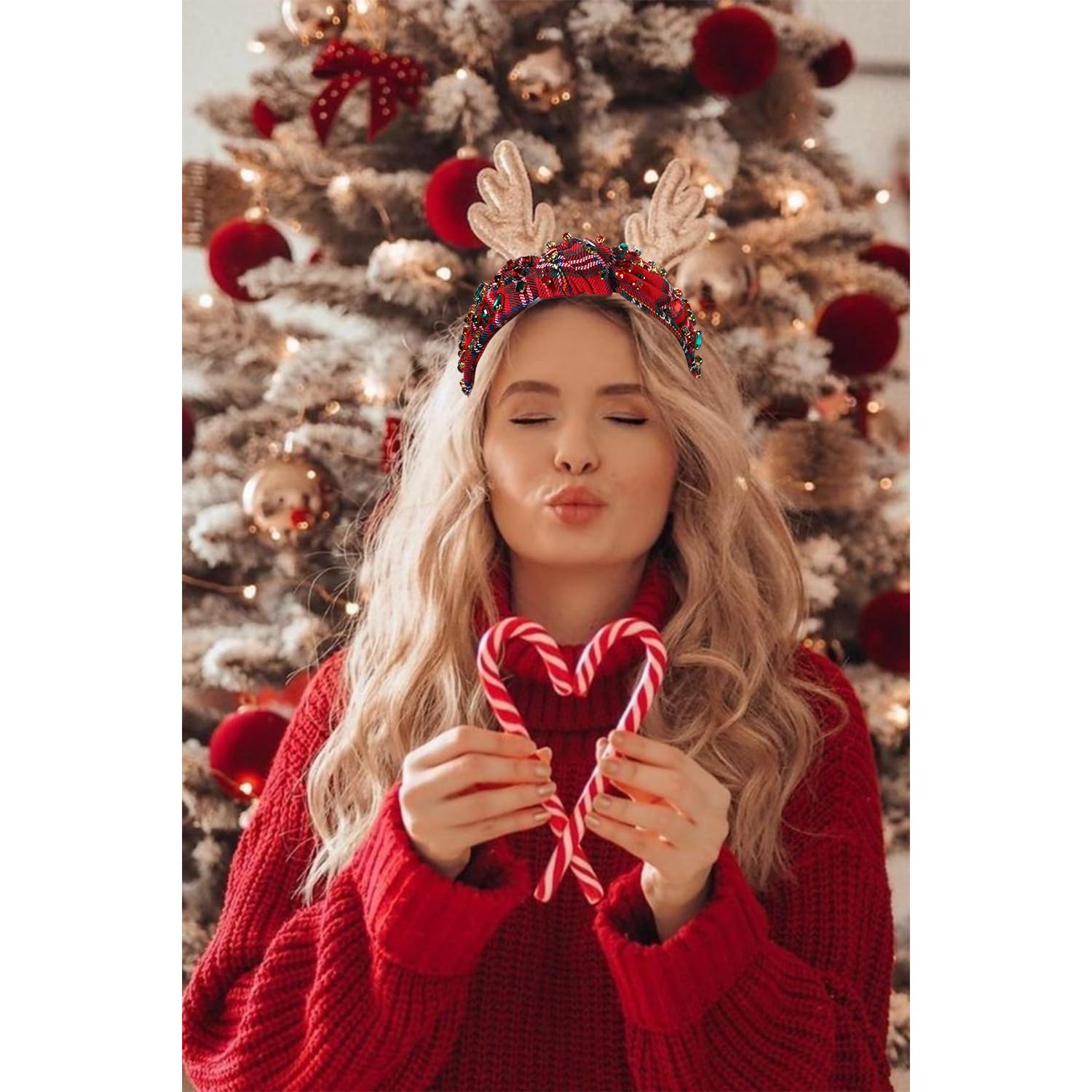 Serre-tete Boderier cristaux verts et rouges pour une touche festive.