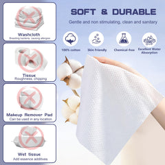 BODFPPC serviettes visage sèches et humides, usage polyvalent à domicile