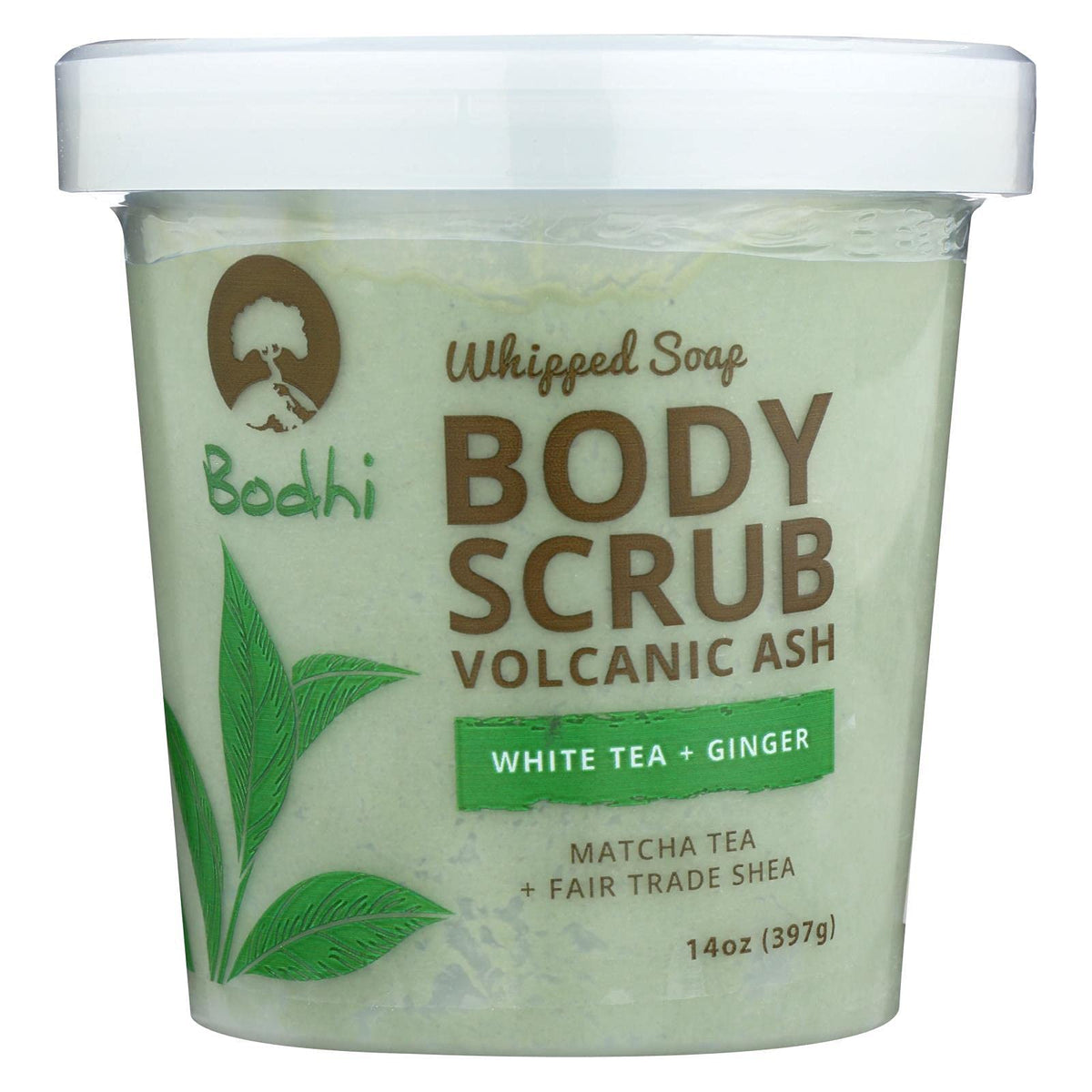 Savon Bodhi en mousse au thé blanc et gingembre, exfolie en douceur pour une peau radieuse.