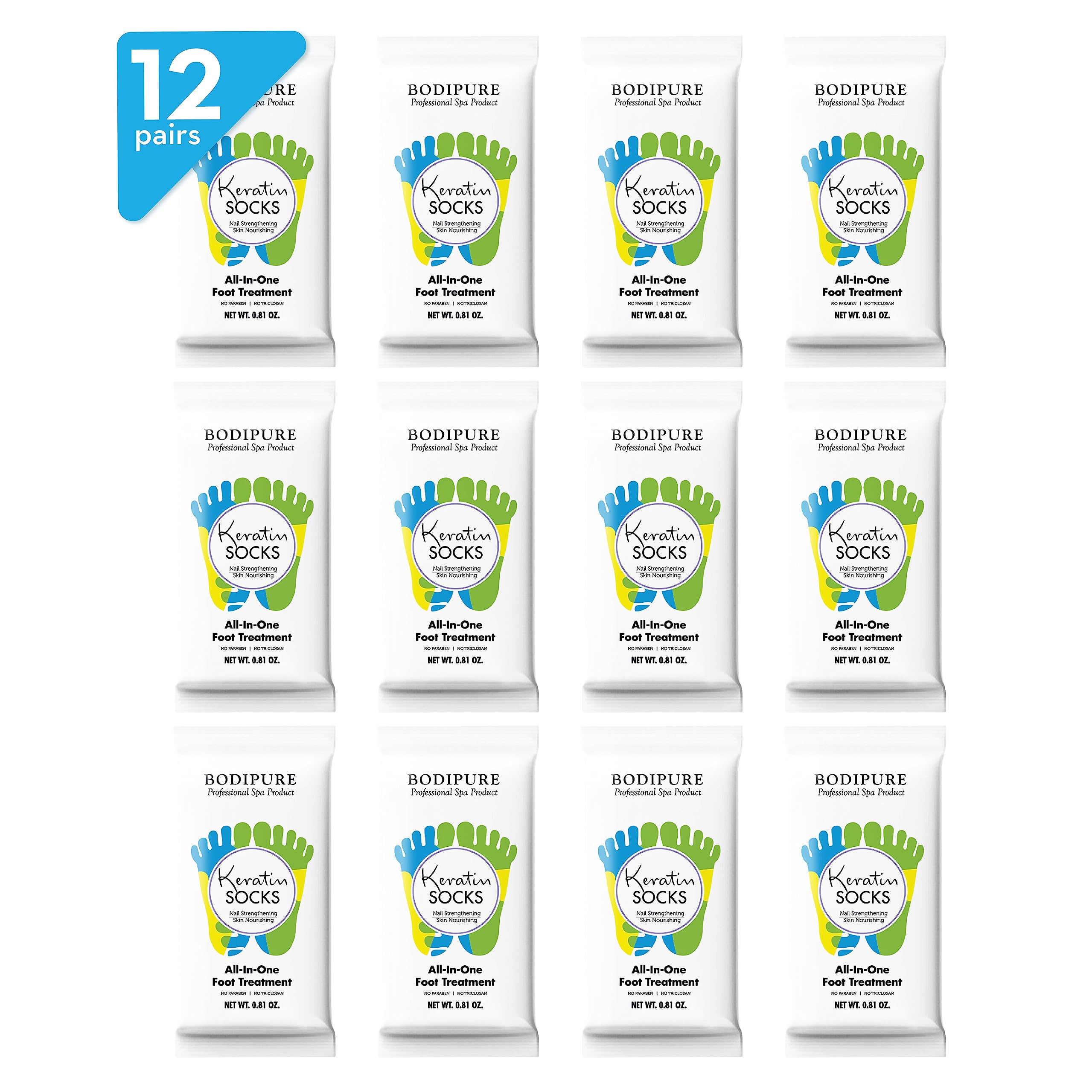 Bodipure chaussettes-masque pieds keratine et urea pour hydrater intensément