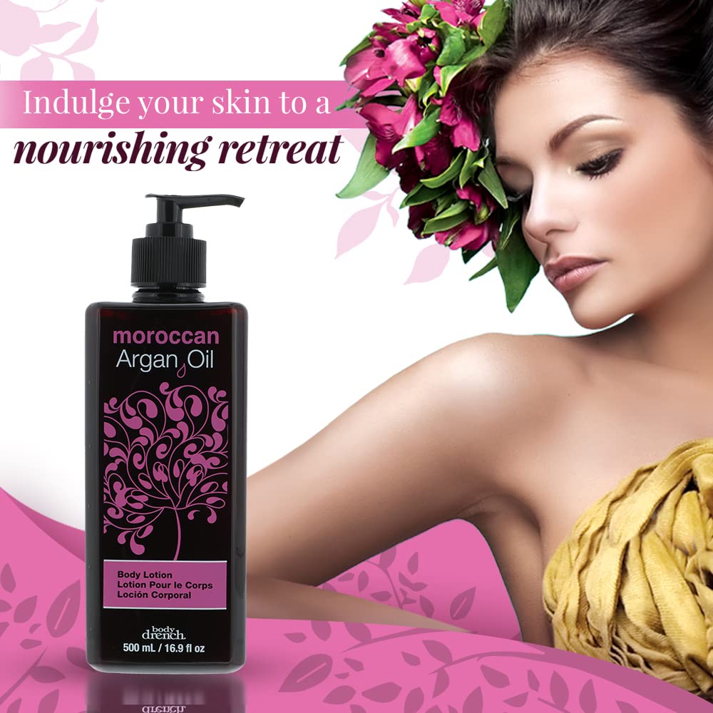 Body Drench Lotion argan – peau douce après application.