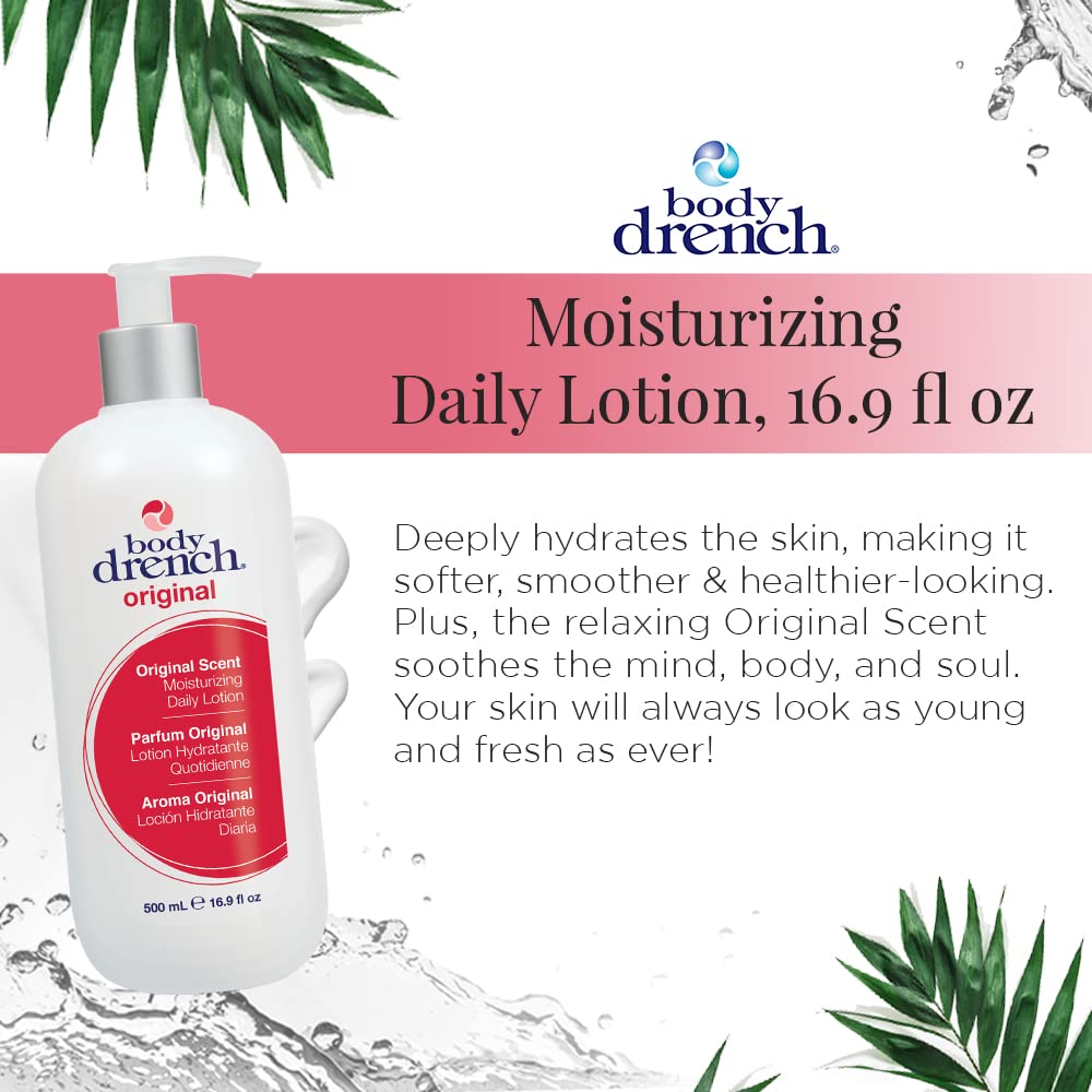 Body Drench Original Lotion — emballage 2-pack pour usage à domicile et en déplacement.