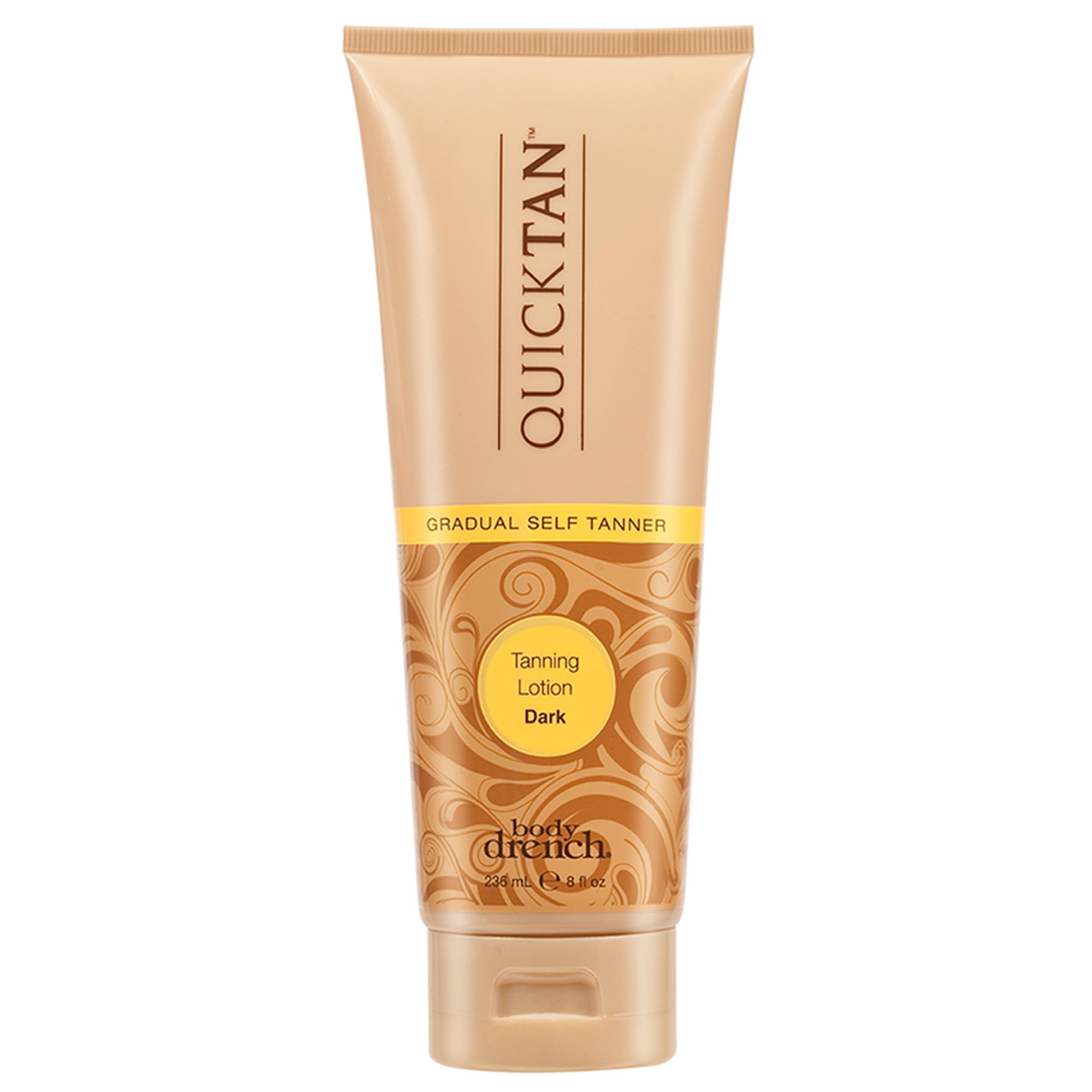 Body Drench Quick Tan Lait Autobronzant Bouteille: application fluide et naturelle.