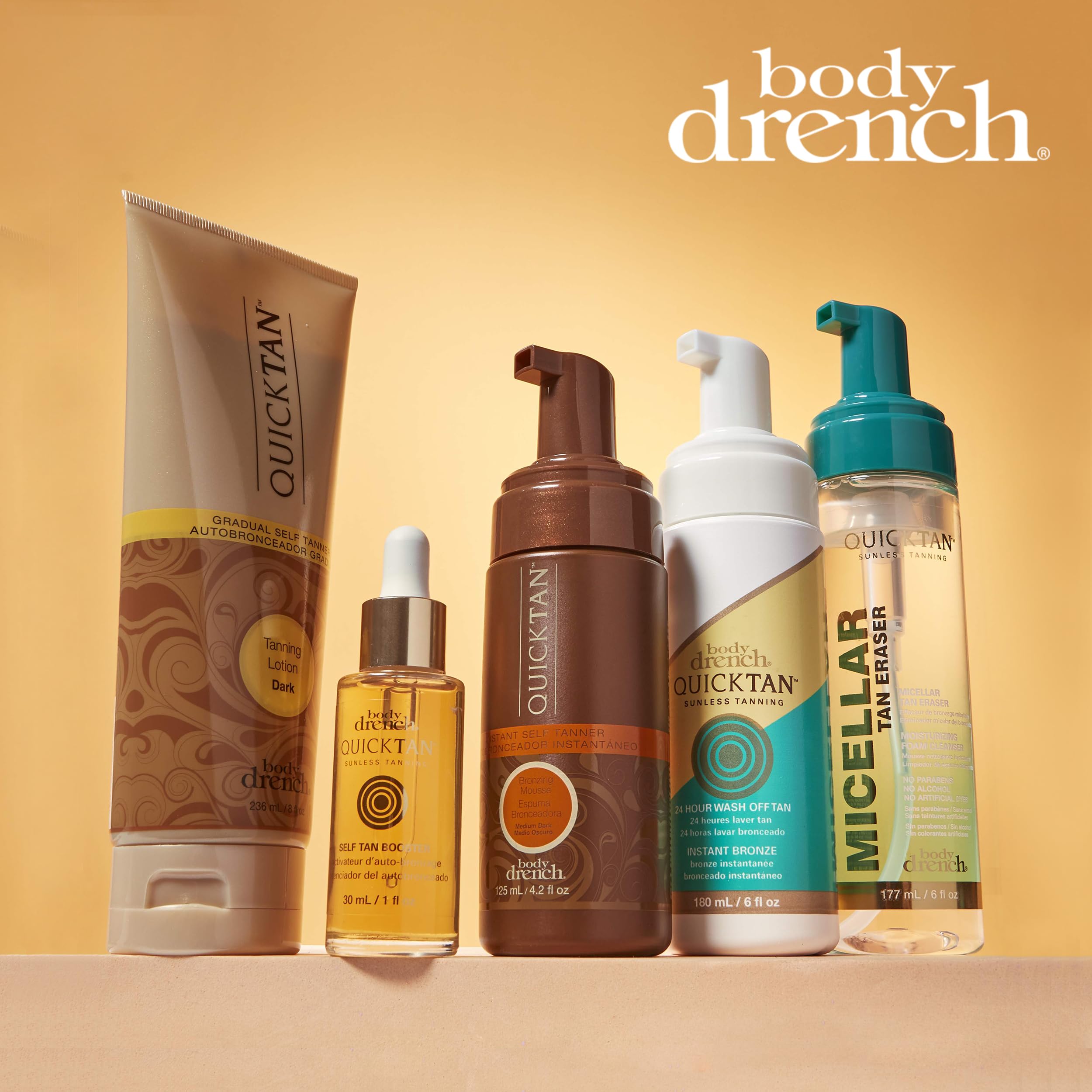 Body Drench Quick Tan Peau Douce: fini satinée qui illumine la peau.