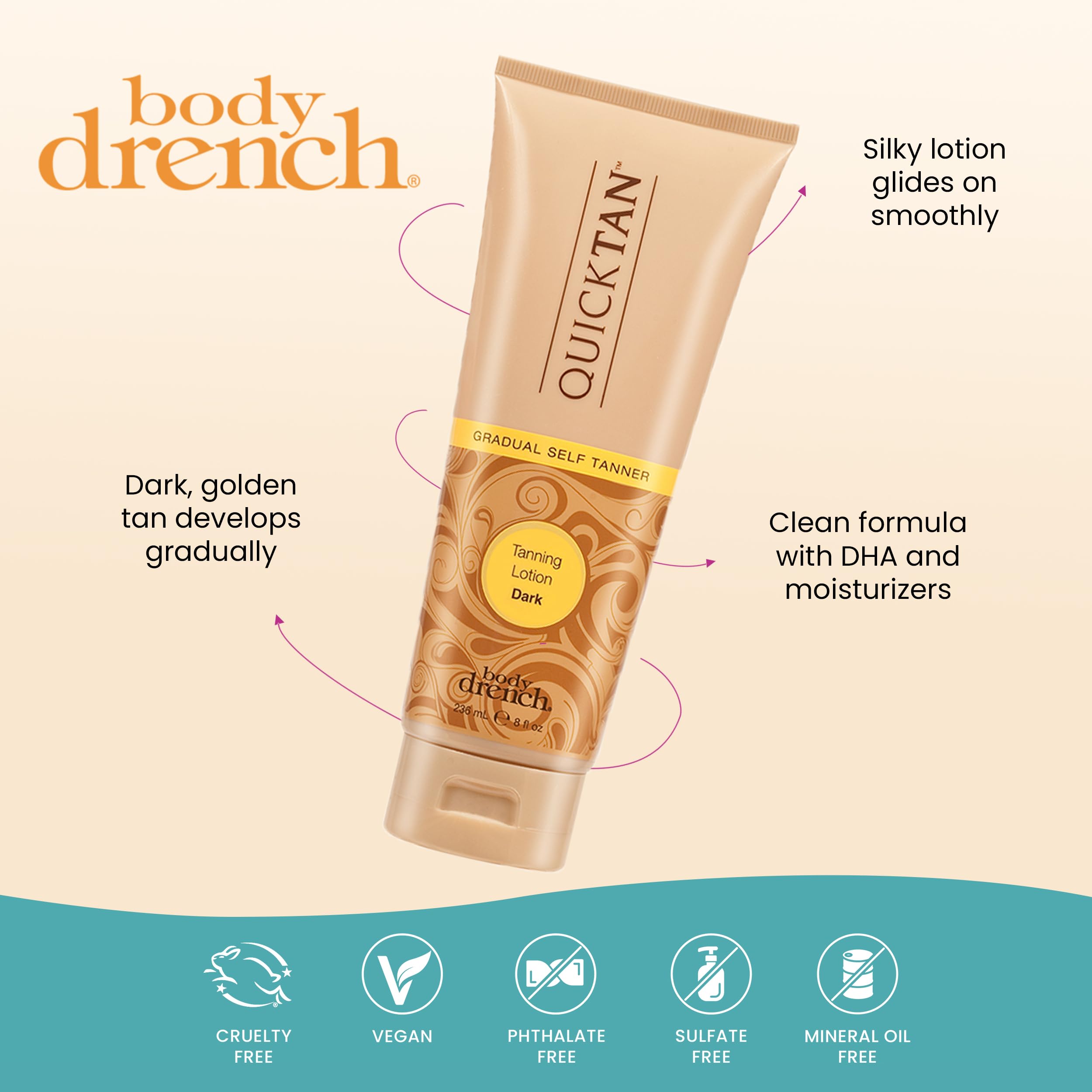Body Drench Quick Tan Teinte Dorée Foncée: couleur bronze qui dure.
