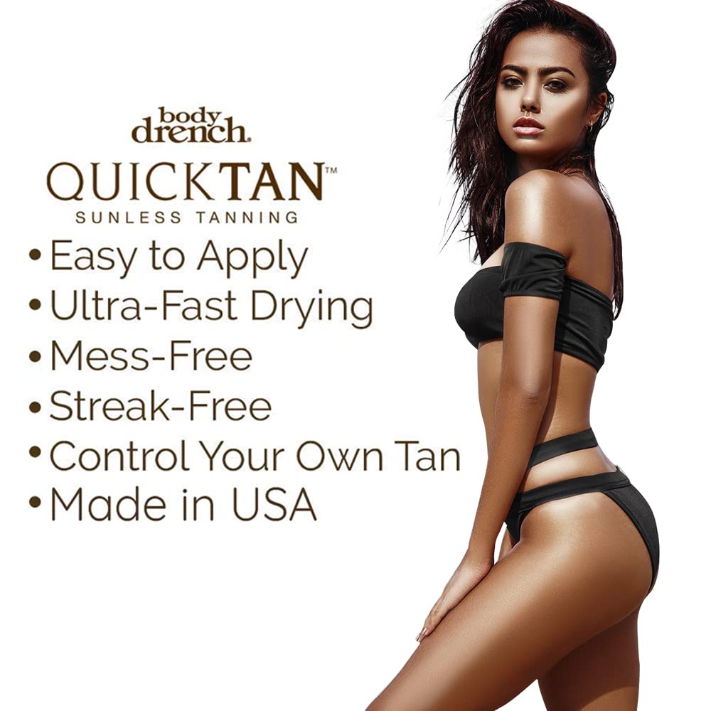 Body Drench QuickTan: application 360° pour couverture homogène.