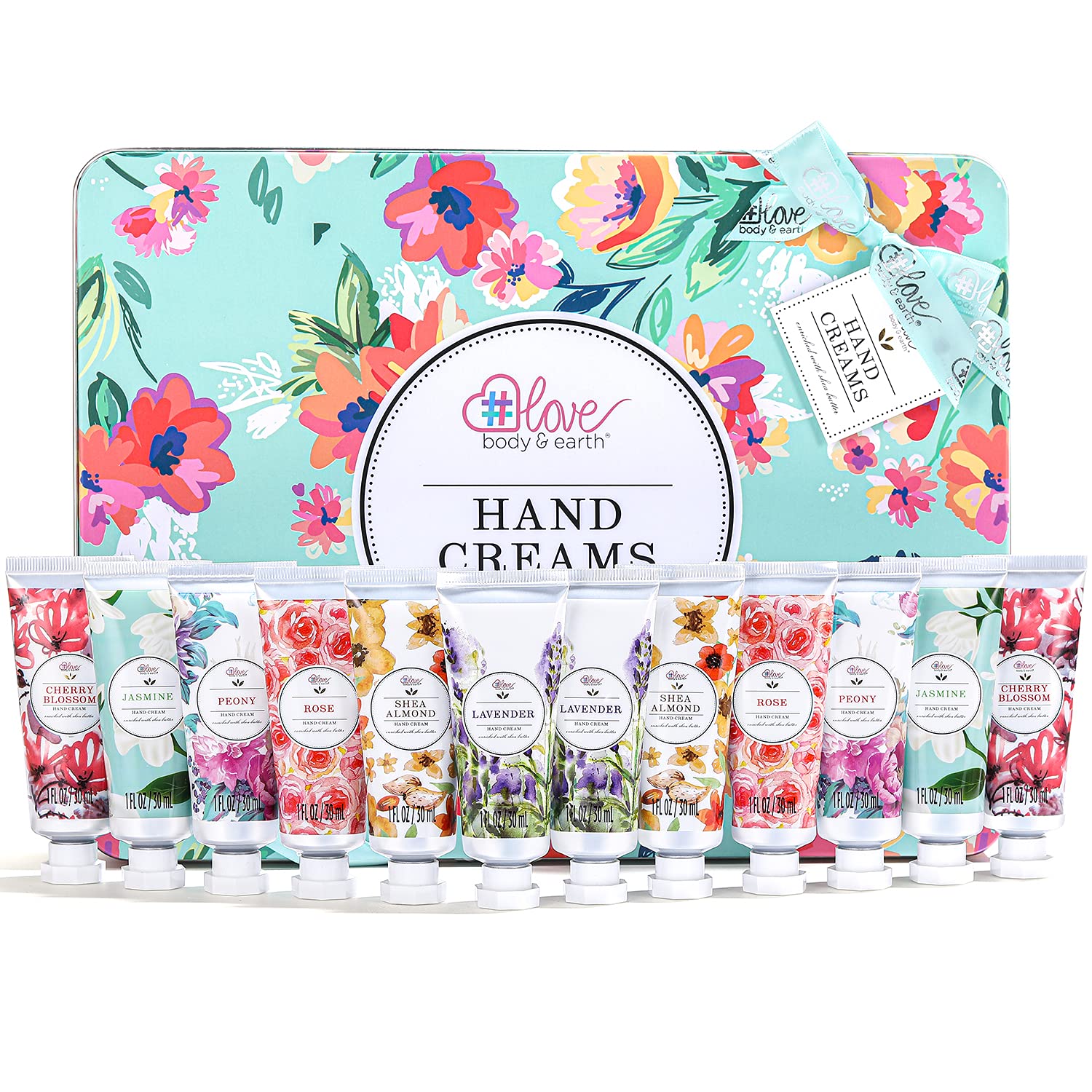 BODY & EARTH ensemble crèmes mains 12 pièces pour soin quotidien pratique.