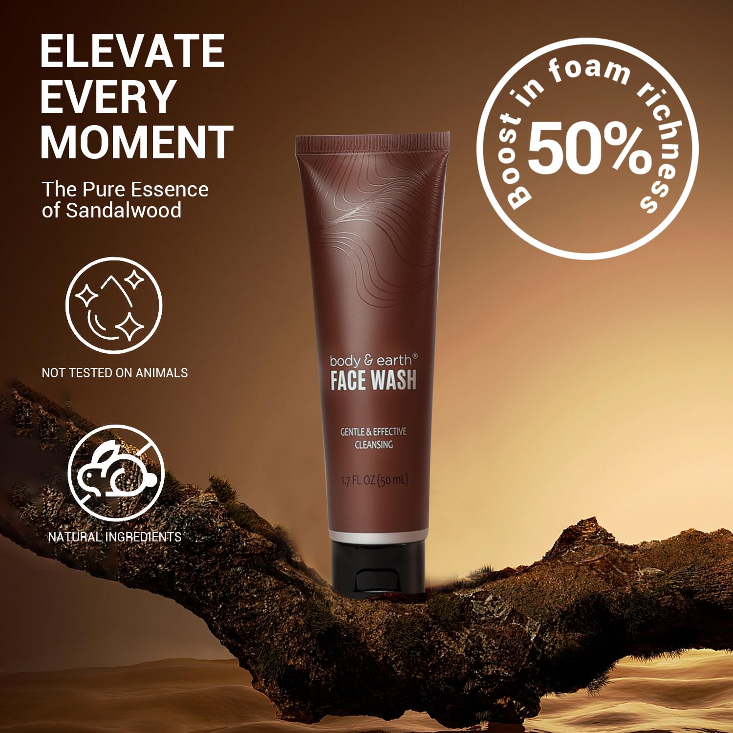 Lait corps BODY & EARTH santal, hydratation légère et confortable.