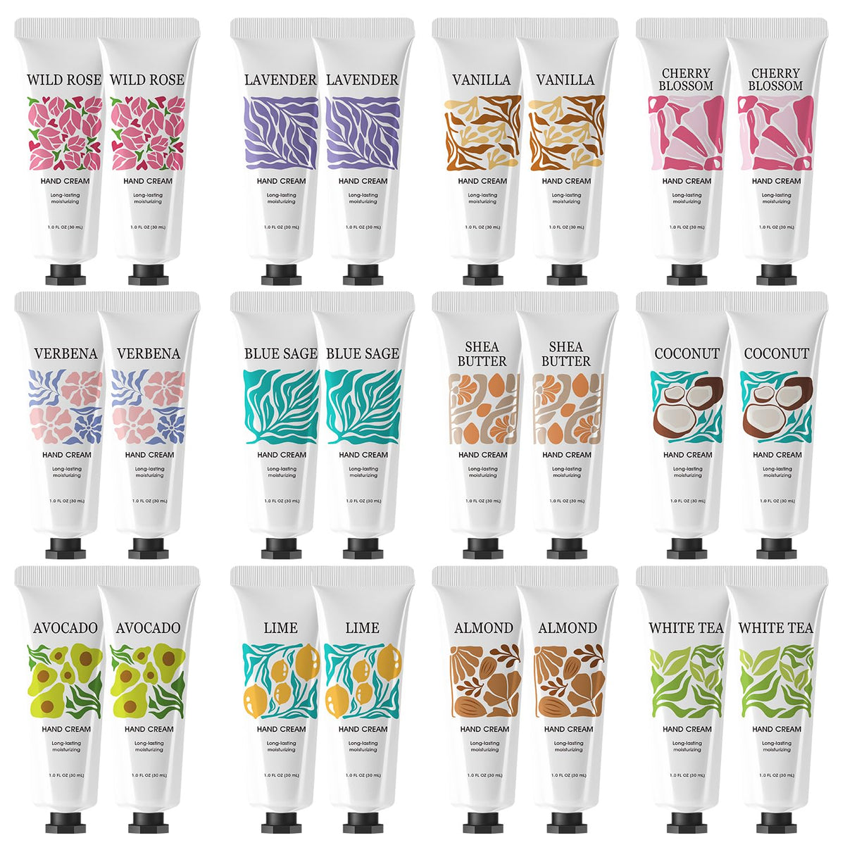 BODY & EARTH LOVE : ensemble 24 crèmes mains pour hydratation durable et pratique.
