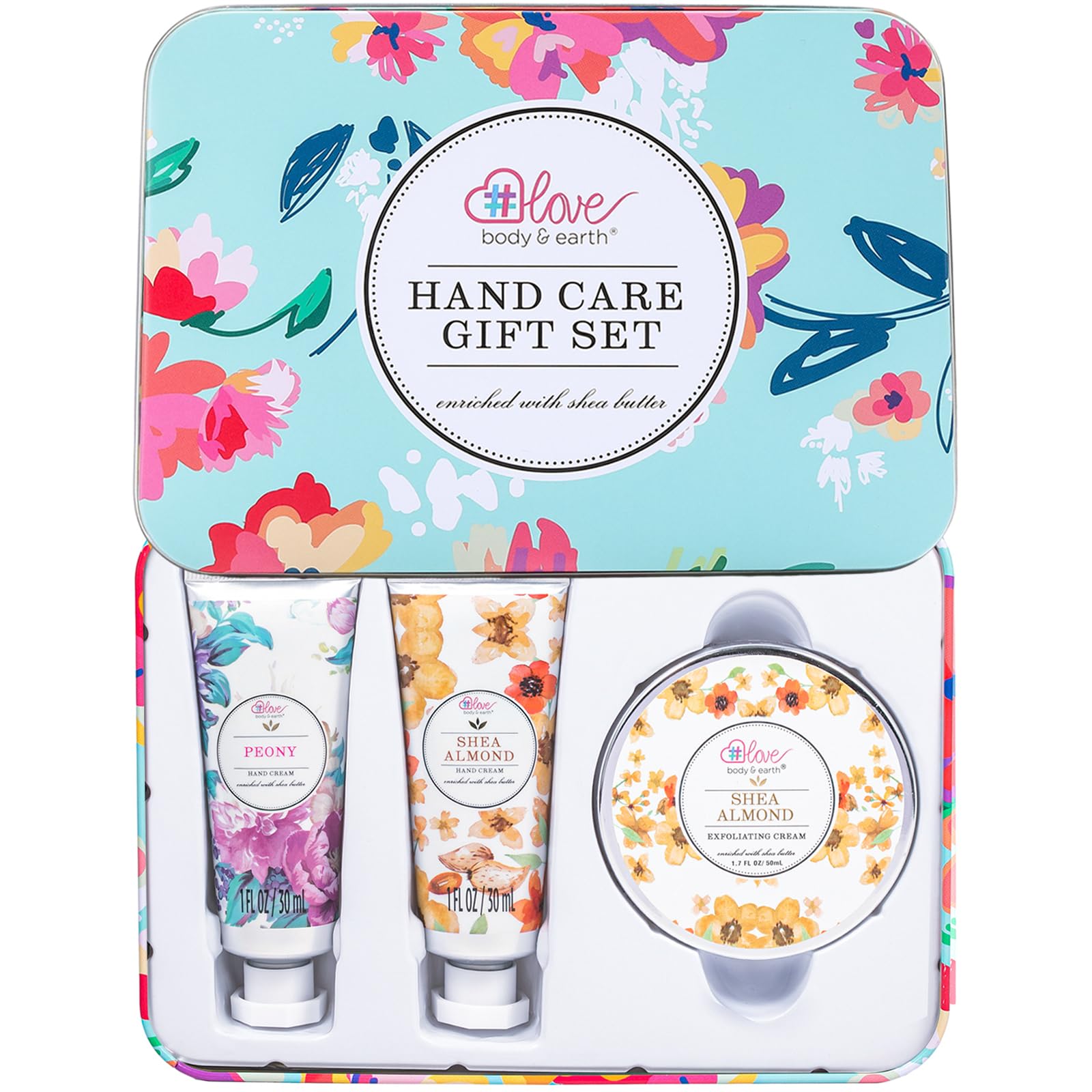 BODY & EARTH # LOVE coffret crème mains: cadeau élégant pour hydrater quotidiennement.