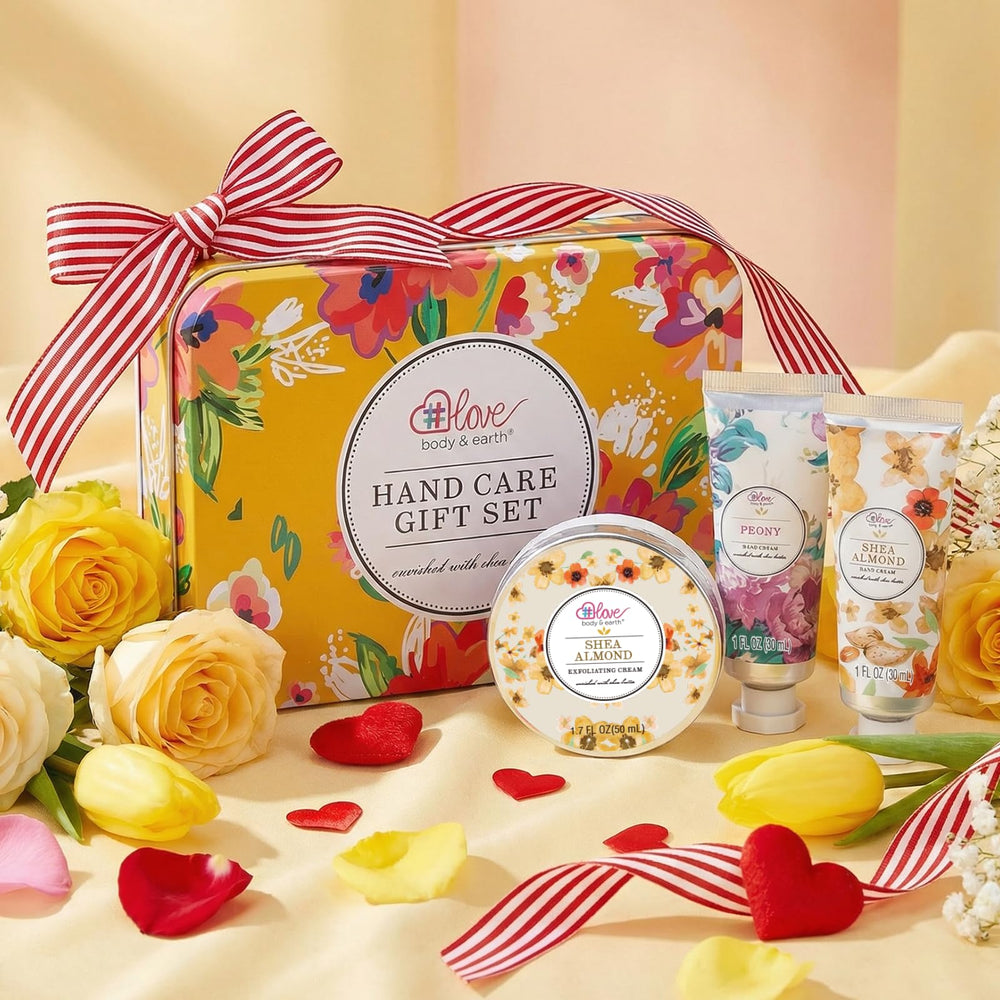BODY & EARTH # LOVE crème-main-pivoine-karite-amande : parfum floral et soin nourrissant.