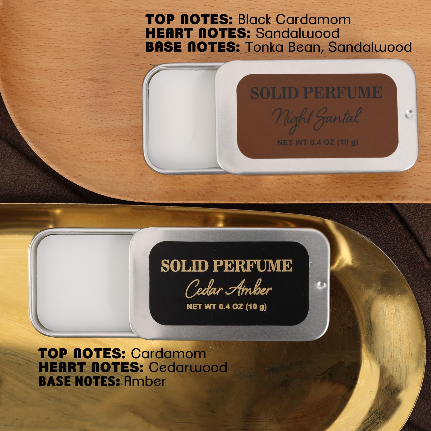 Parfum solide BODY & EARTH santal nuit, parfum discret et longue tenue.