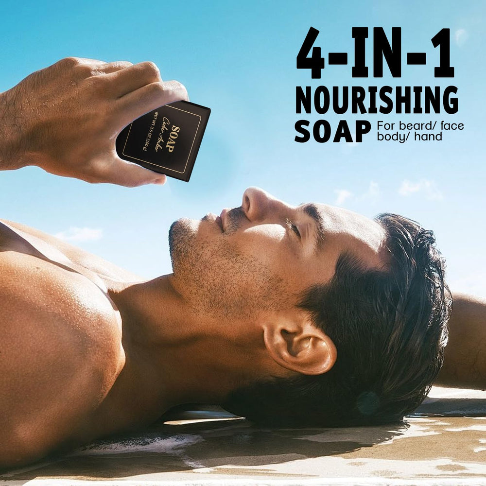Savon luxueux BODY & EARTH pour homme, soin nourrissant.