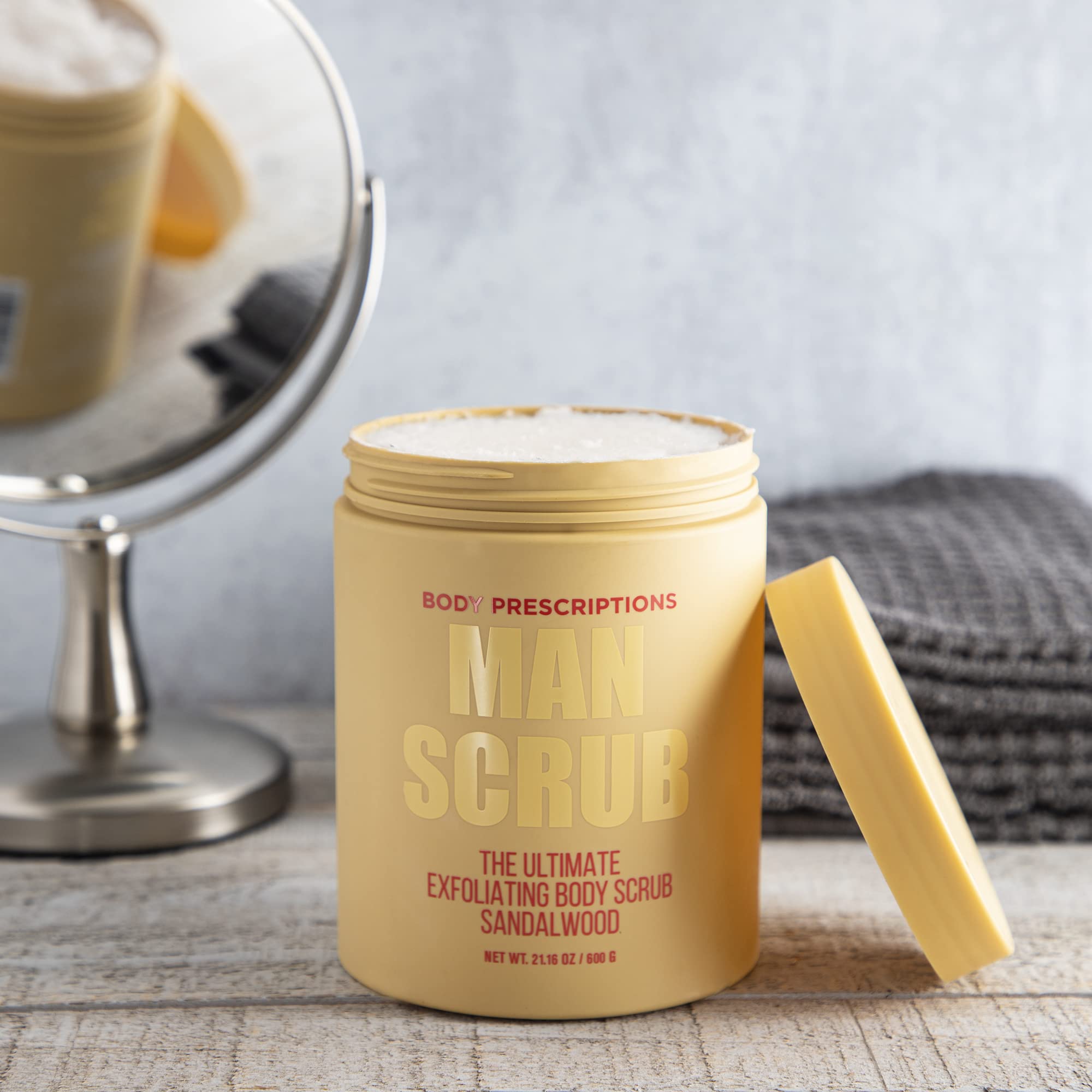 Body Prescriptions douche-exfoliation-homme, routine spa à domicile.