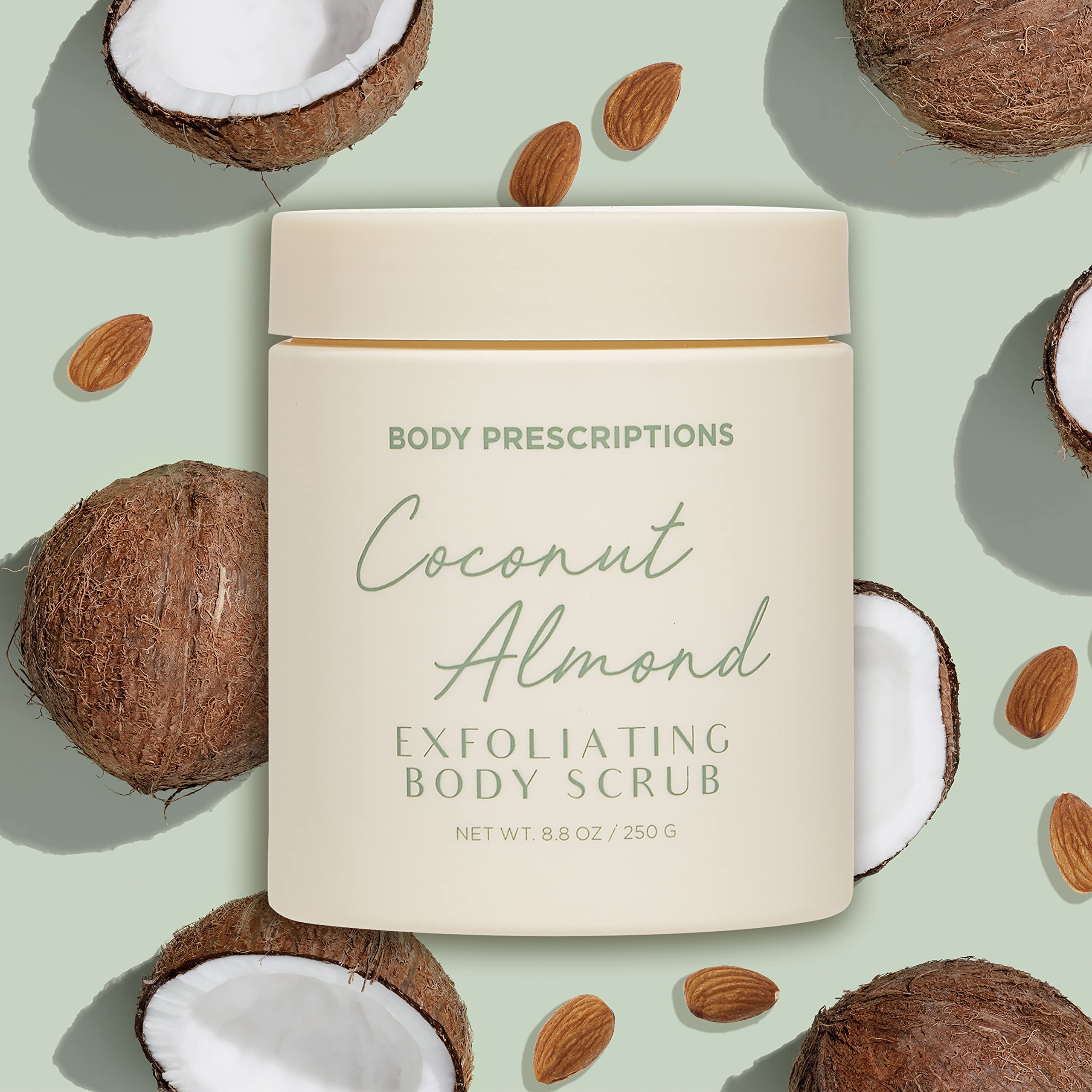 Body Prescriptions gommage coco amande bocal: texture crémeuse et peau veloutée.