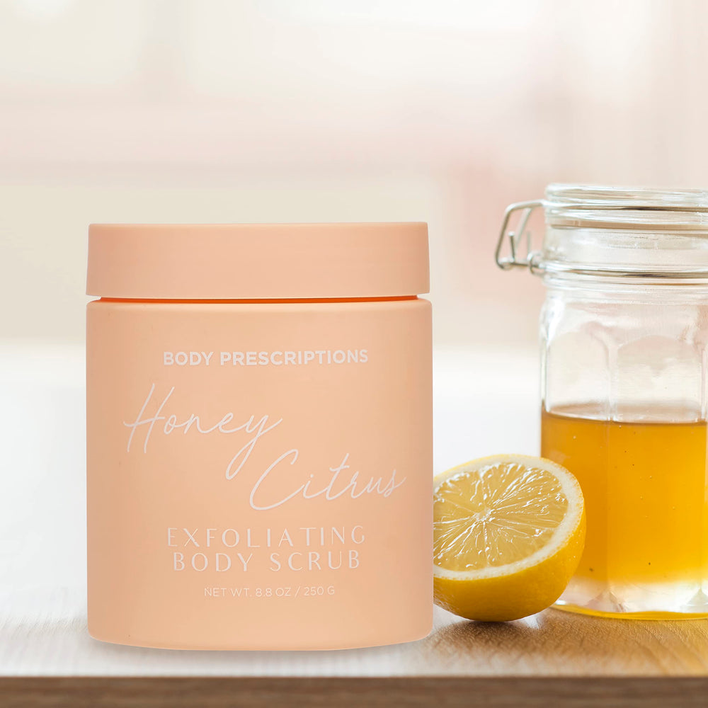 Body Prescriptions gommage menthe douce bouteille: parfum frais et peau rafraîchie.
