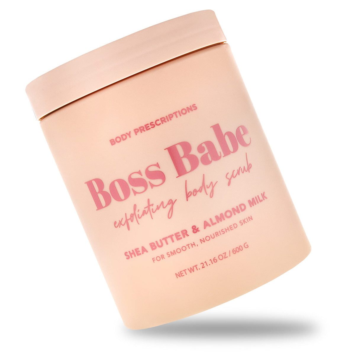 Body Prescriptions gommage exfoliant corps en pot pêche matte, soin nourrissant.