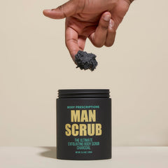 Body Prescriptions Man Scrub applying on skin for smoother texture