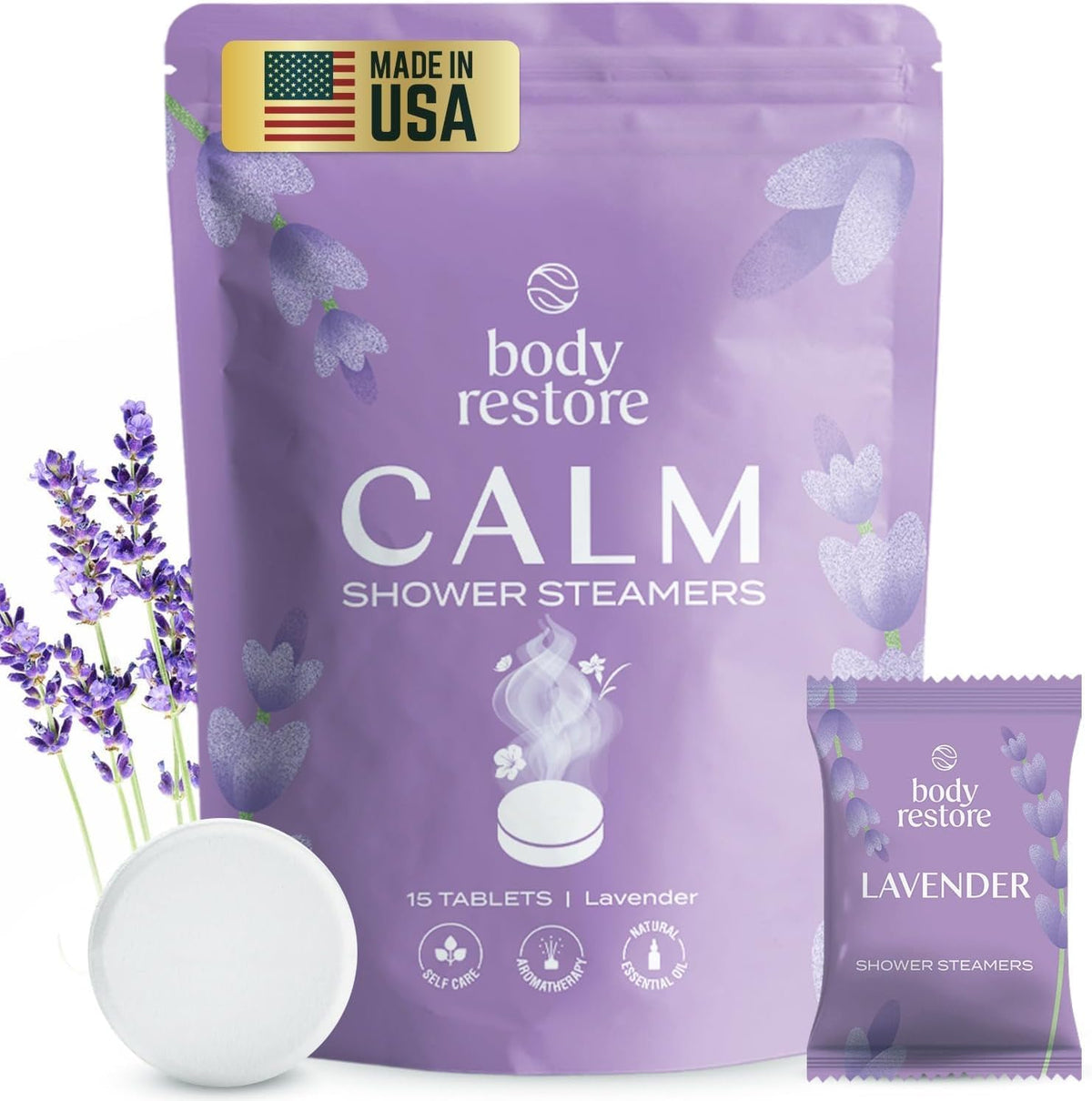 Body Restore bombes de douche lavande – ensemble de 15 pour une détente aromatique.