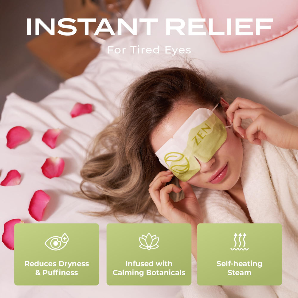 Body Restore masque yeux chauffant posé sur les yeux fermés