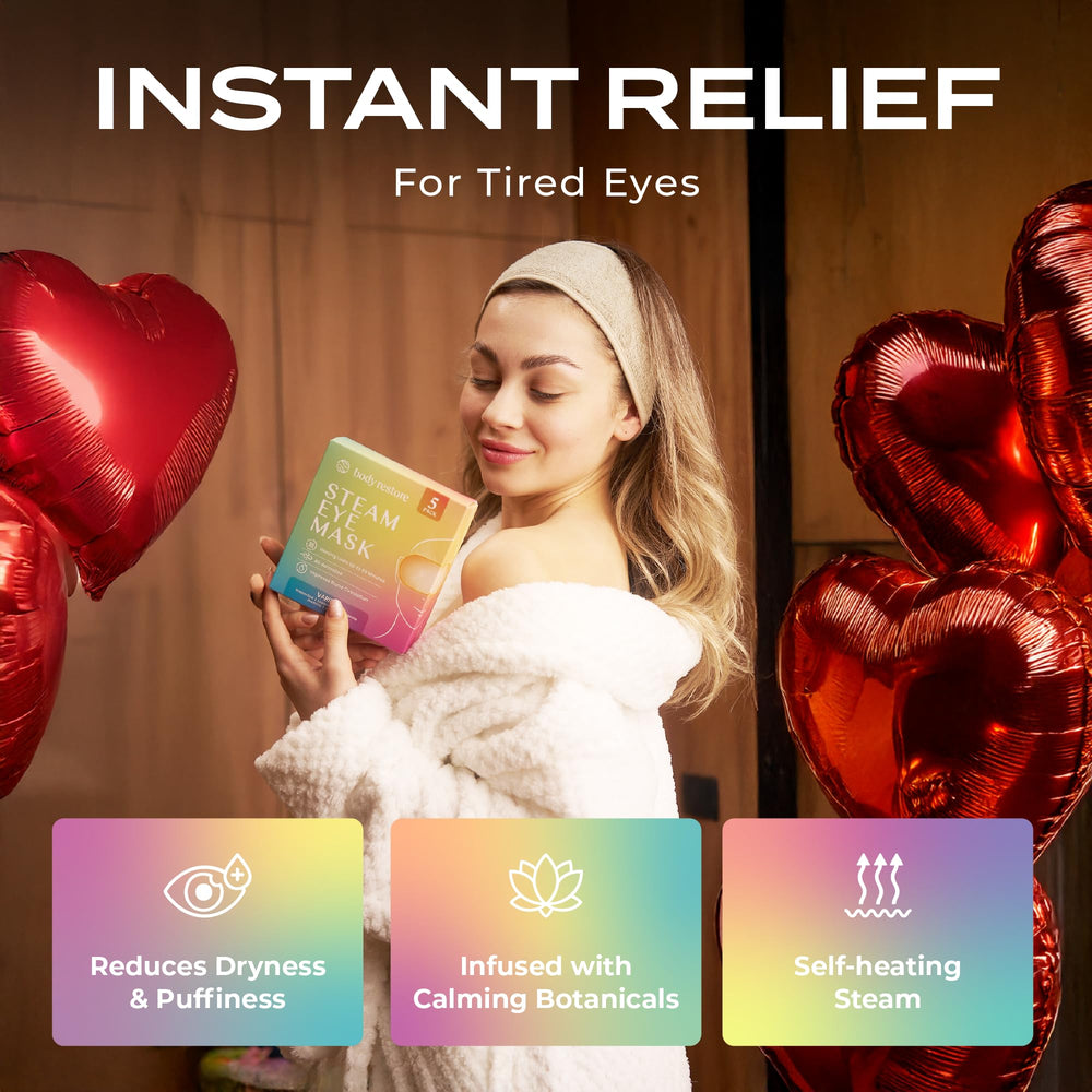Body Restore masque yeux thé vert, apaise la fatigue visuelle et procure chaleur douce.