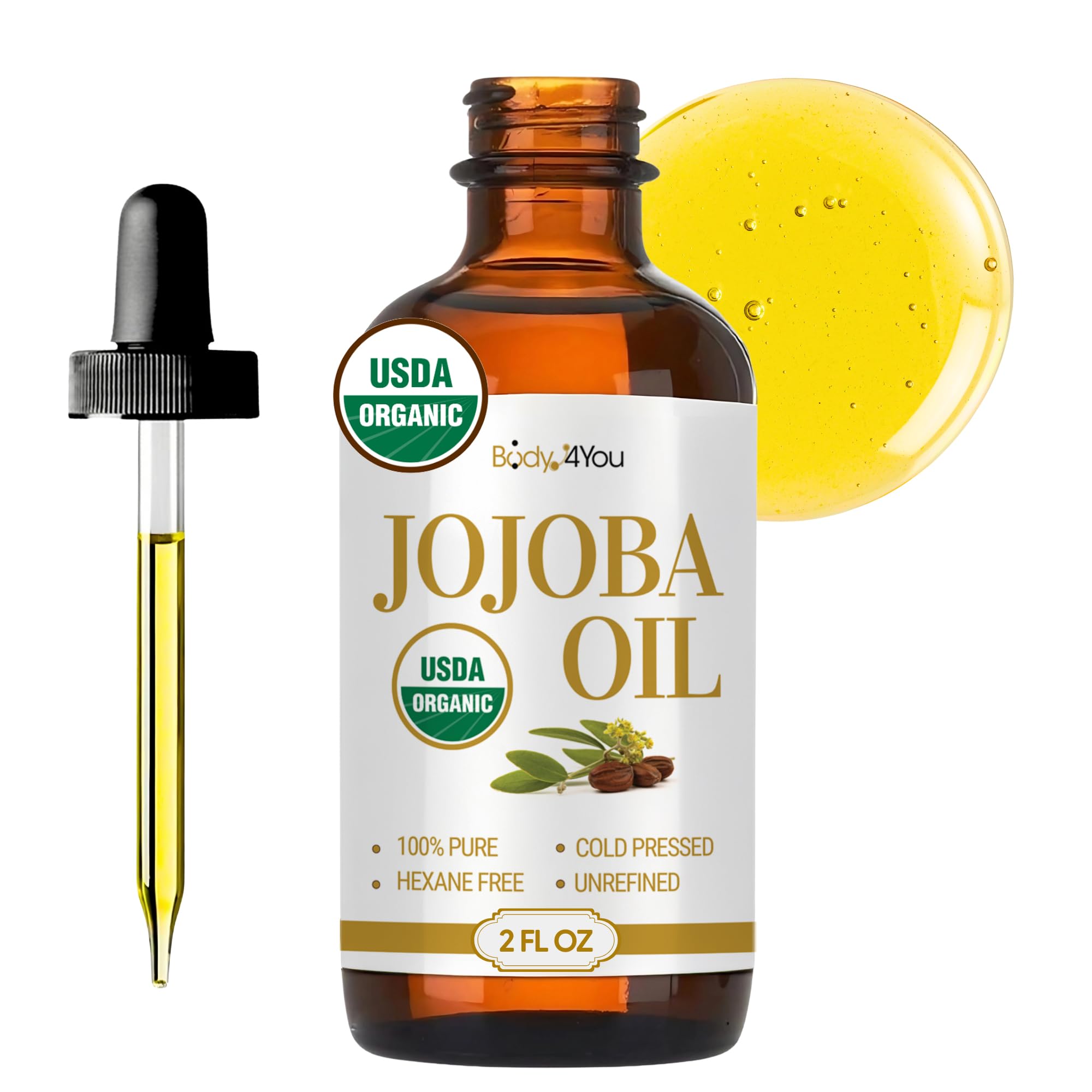 BodyJ4You huile jojoba bio pur: soin quotidien visage et peau resplendissante.