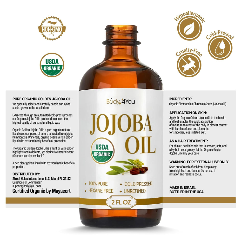 BodyJ4You huile jojoba bouteille ambrée: protection de la qualité et longue conservation.