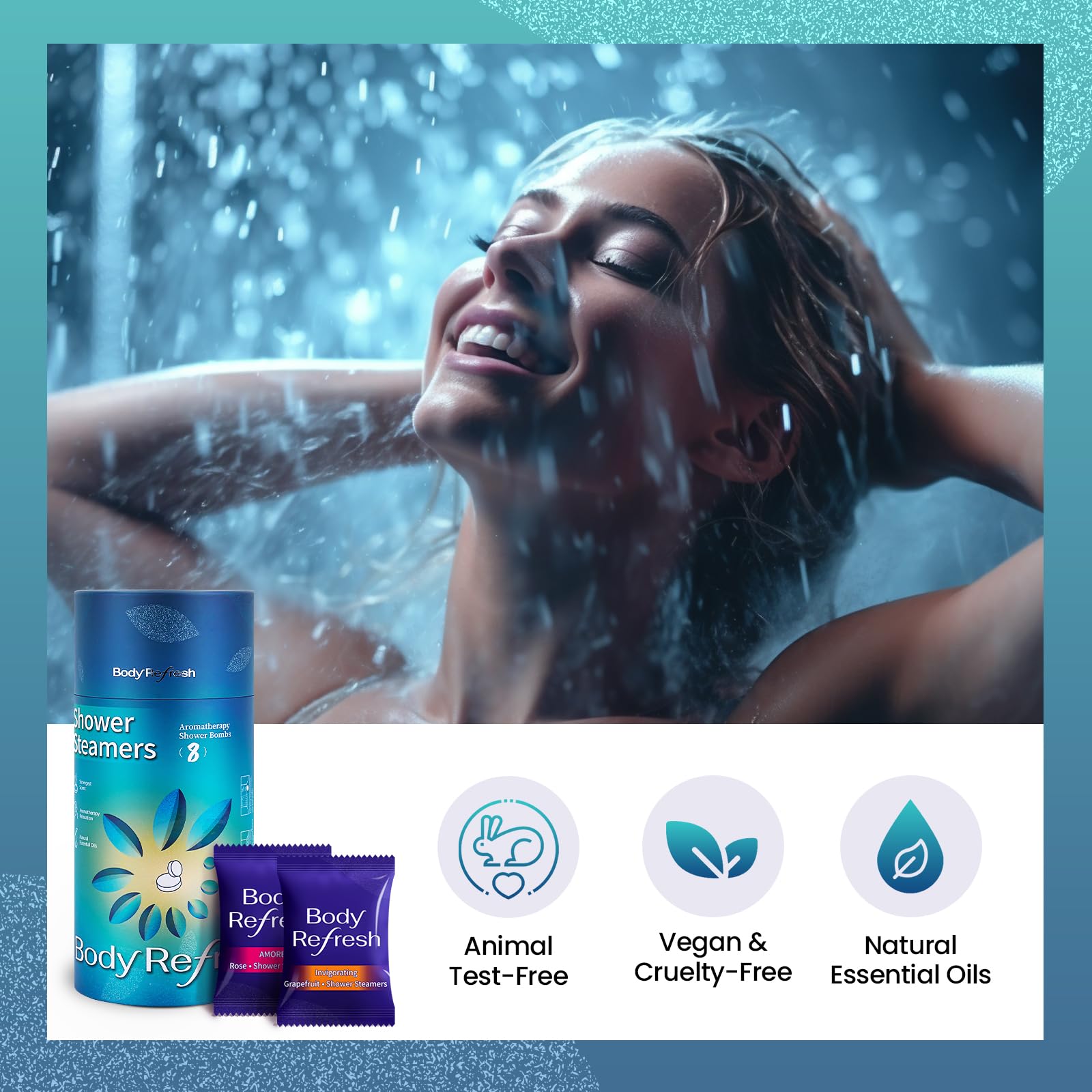 BodyRefresh bombes douche menthe, sensation rafraîchissante et revitalisante.