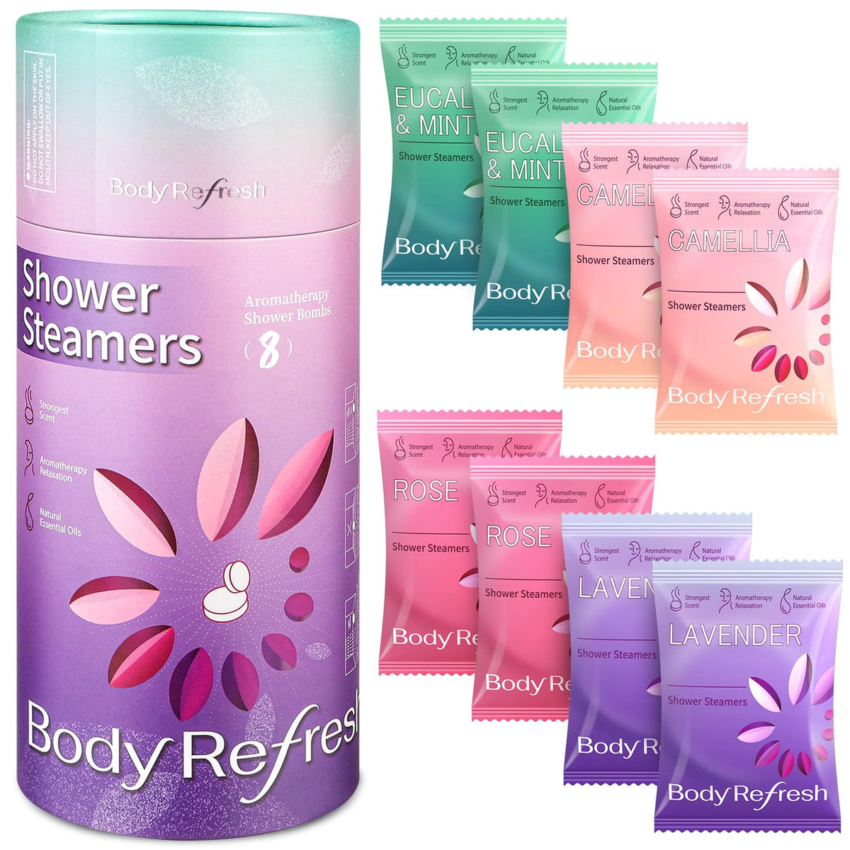 BodyRefresh bombes-douche coffret huit pièces, cadeau spa relaxant pour elle